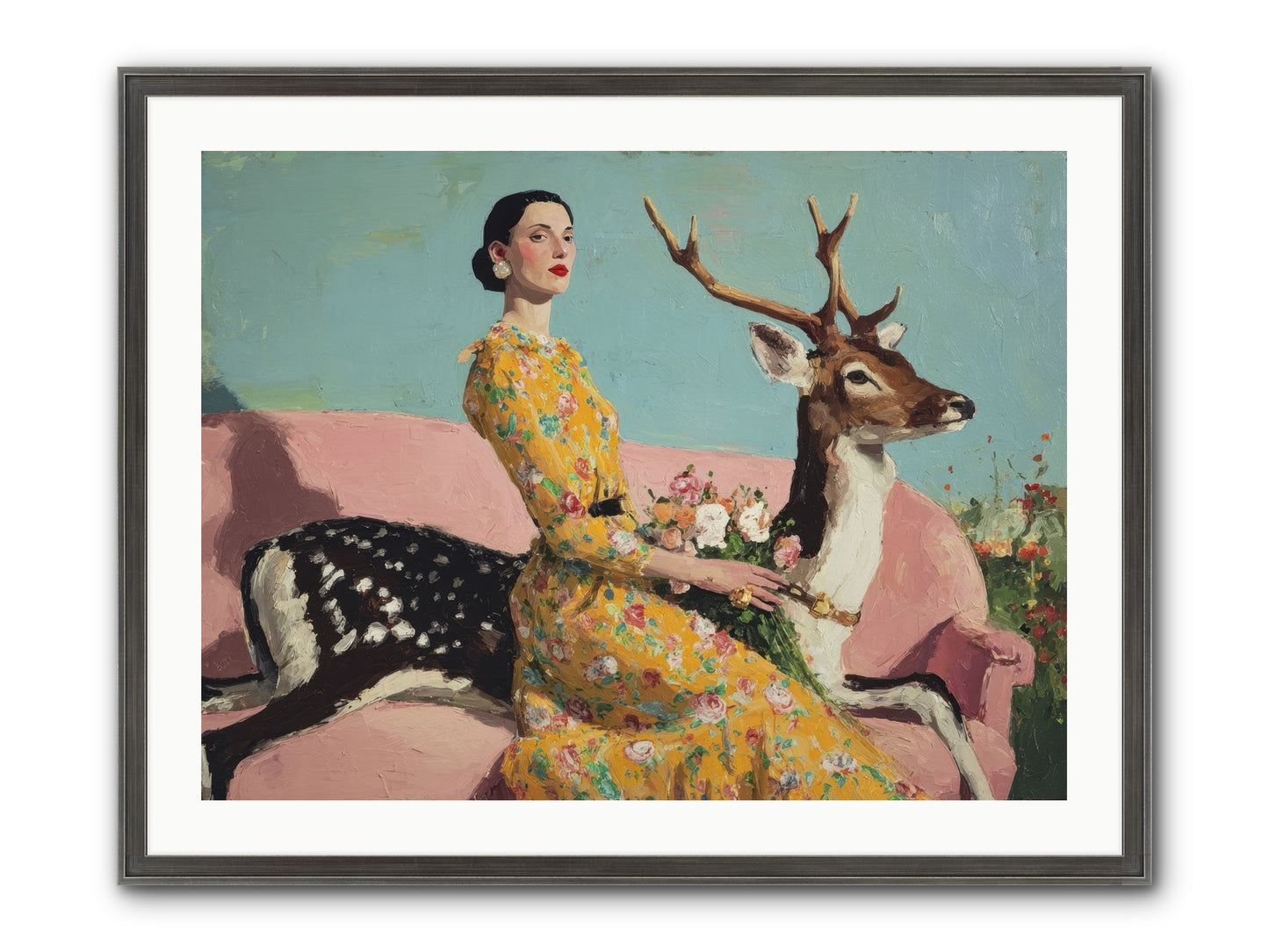 Iridescent Parlor Framed Print - Slimwoods Black/Silver 32x24