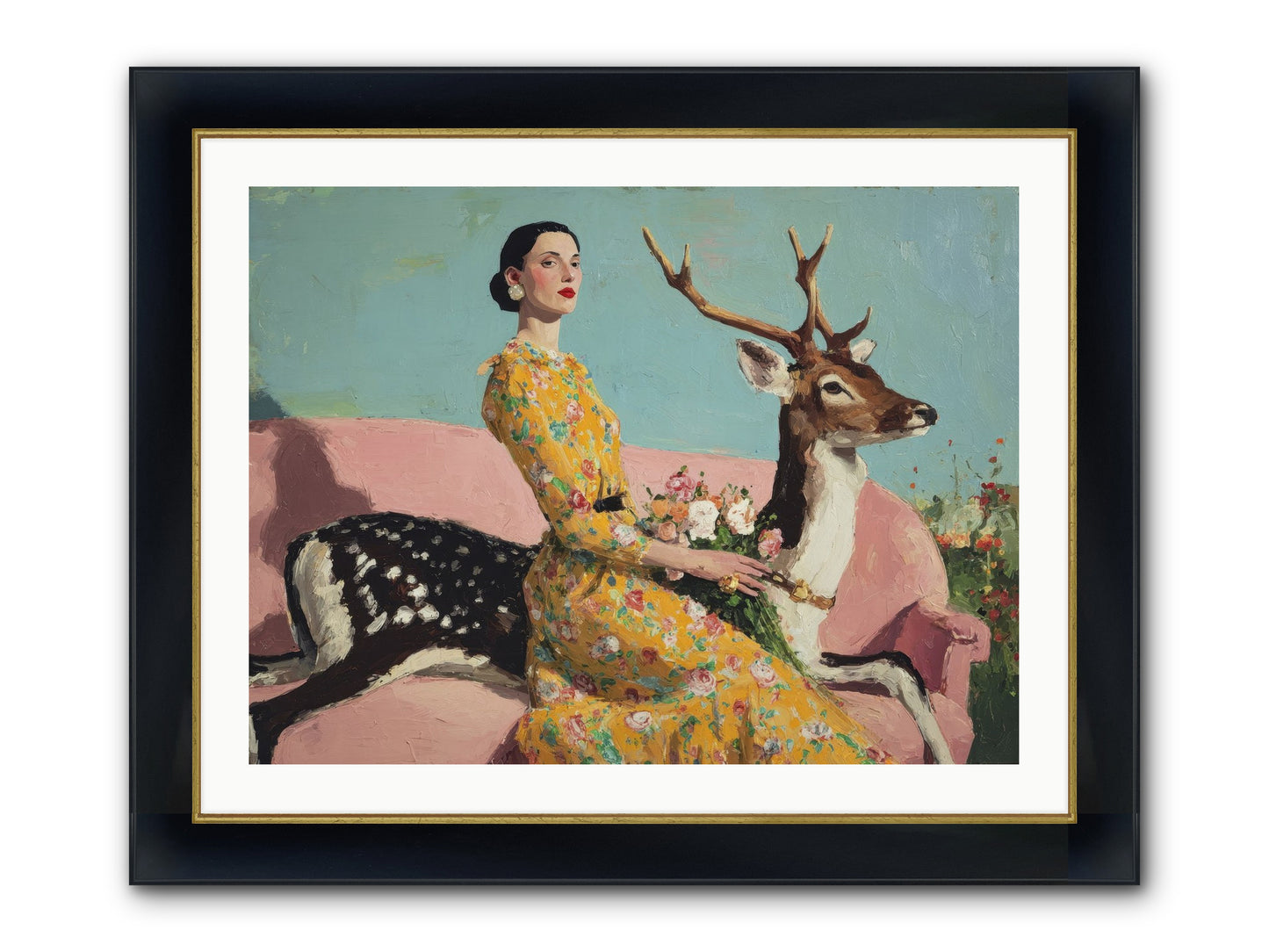 Iridescent Parlor Framed Print - Wide Black w/Gold 32x24
