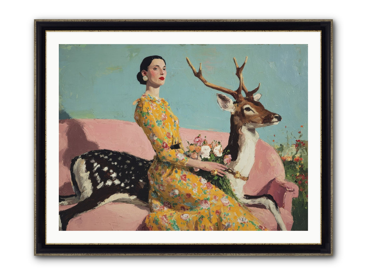 Iridescent Parlor Framed Print - Black & Gold 40x30