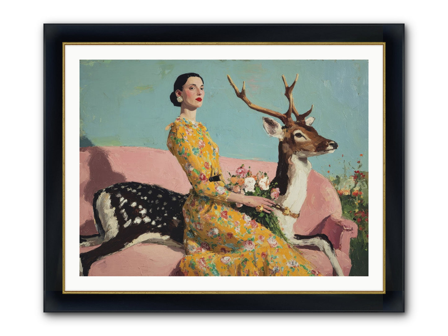 Iridescent Parlor Framed Print - Wide Black w/Gold 40x30