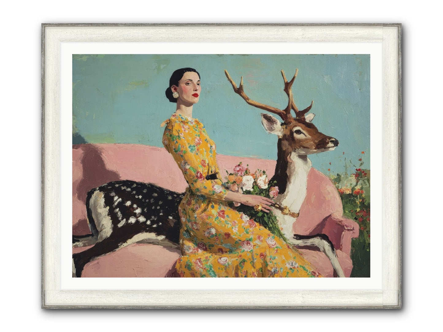 Iridescent Parlor Framed Print - Driftwood White 48x36