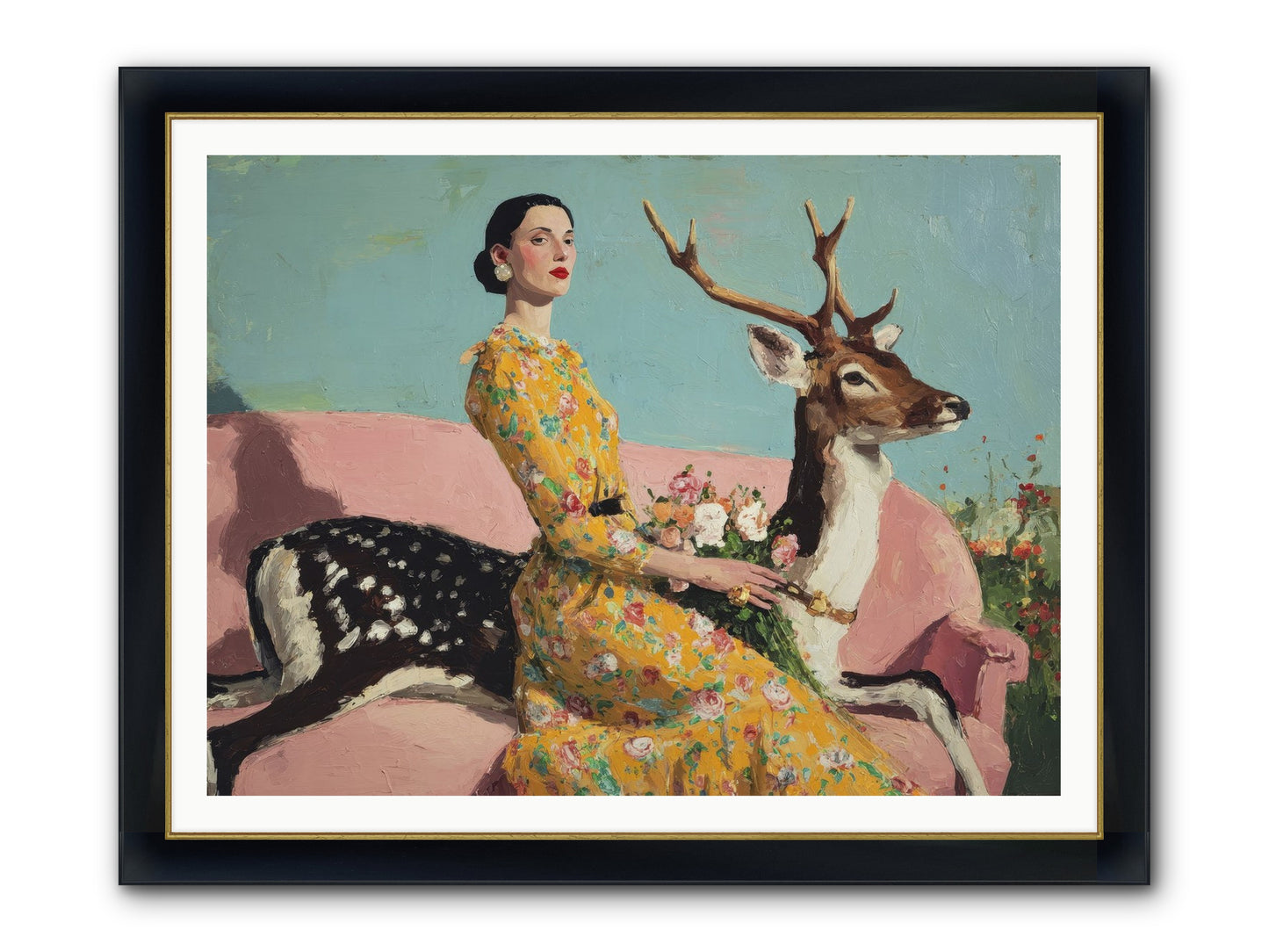 Iridescent Parlor Framed Print - Wide Black w/Gold 48x36