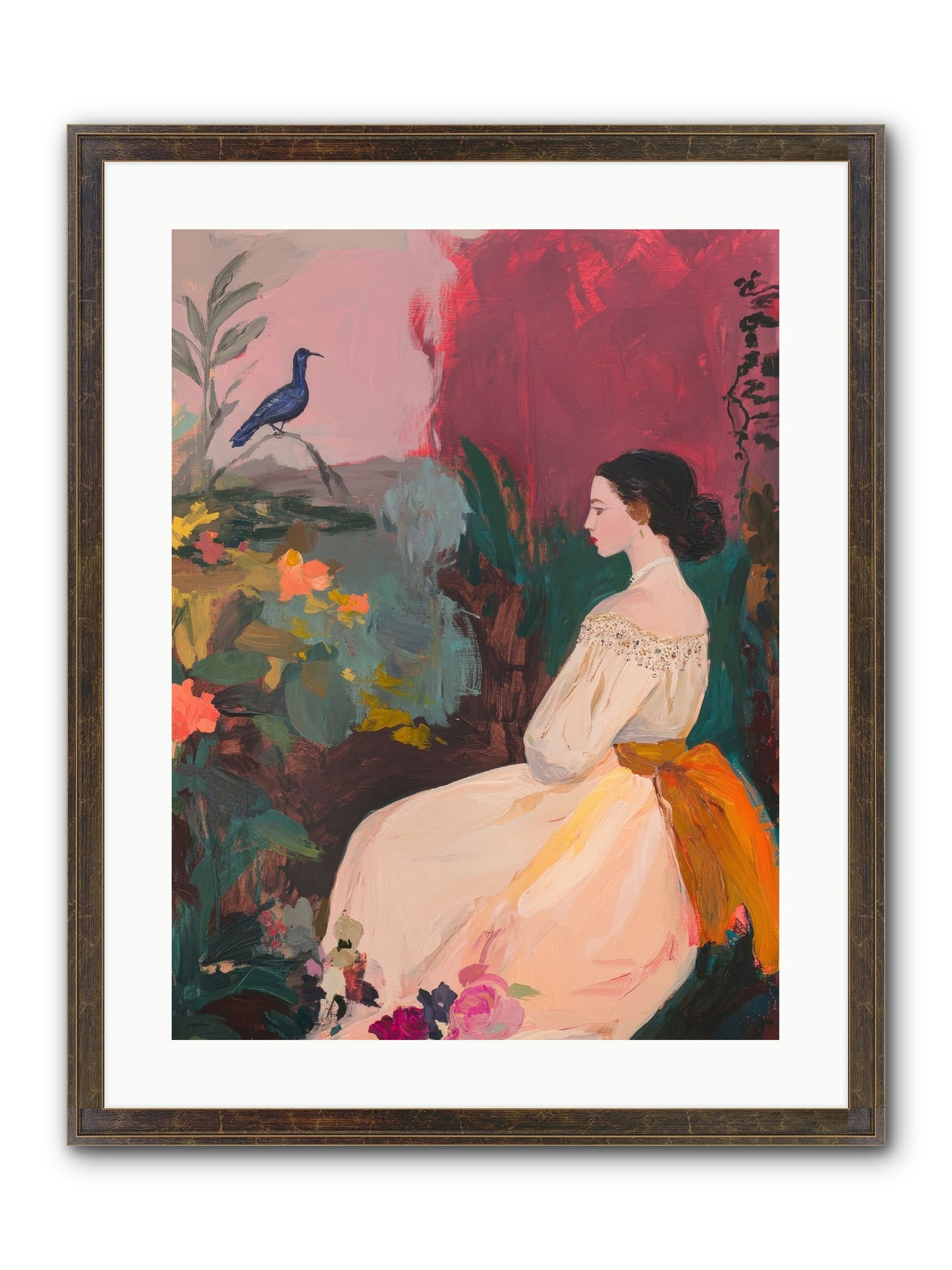Iris Blackbird Framed Print - Slimwoods Black/Gold 18x24