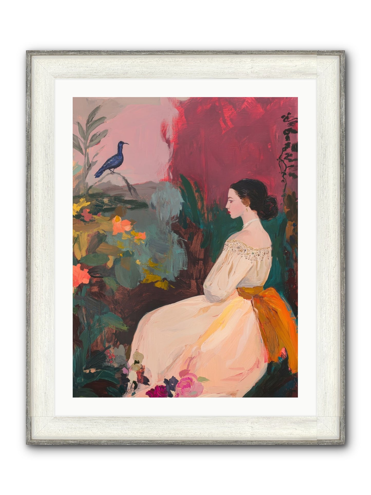 Iris Blackbird Framed Print - Driftwood White 24x32