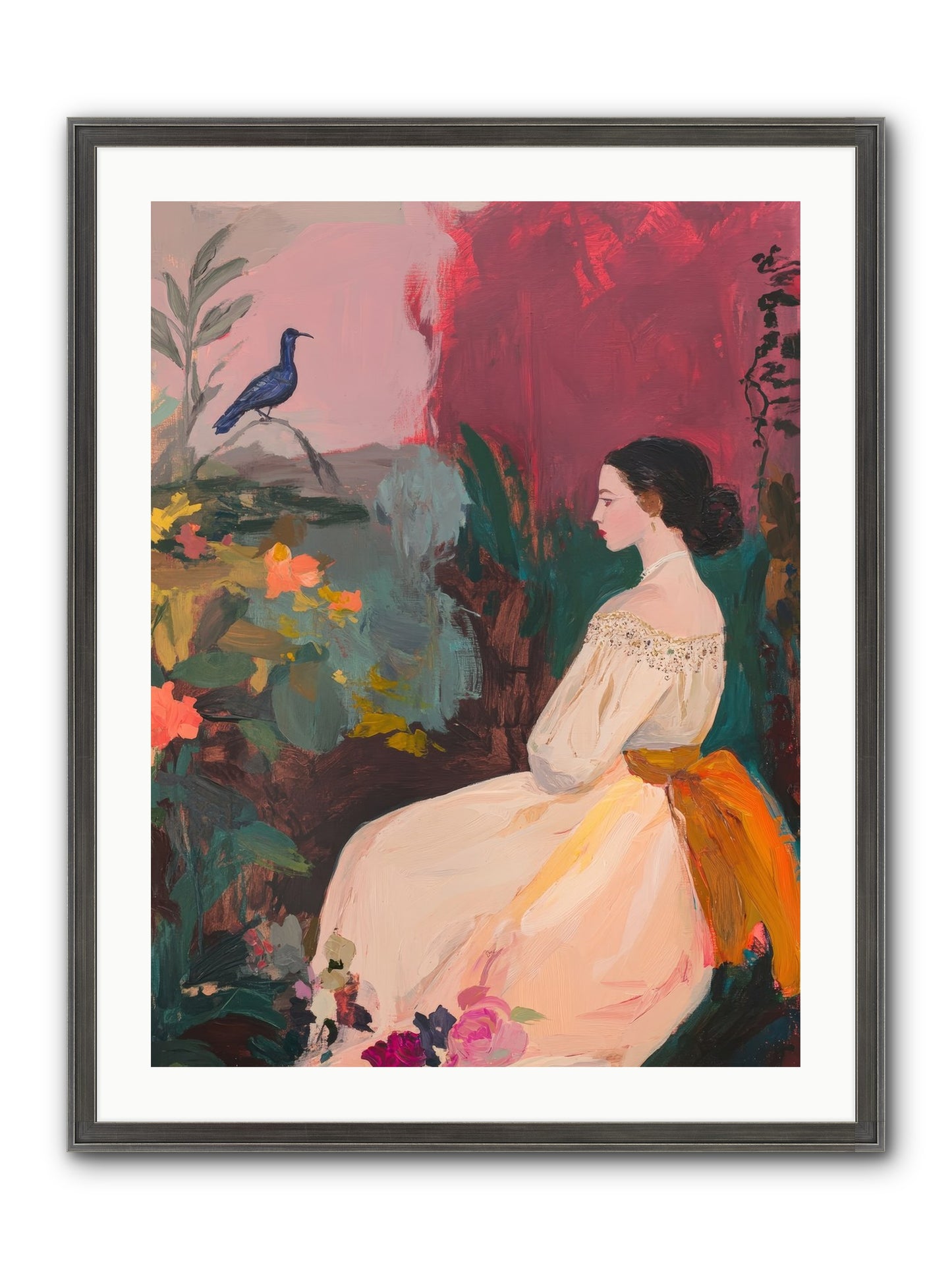 Iris Blackbird Framed Print - Slimwoods Black/Silver 24x32