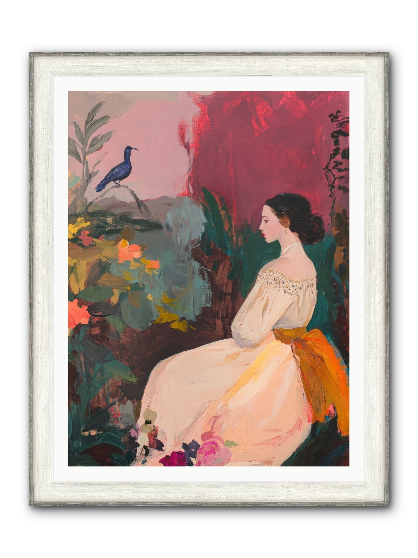 Iris Blackbird Framed Print - Driftwood White 36x48