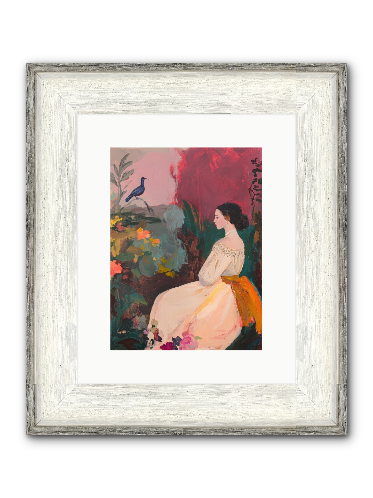 Iris Blackbird Framed Print - Driftwood White 9x12