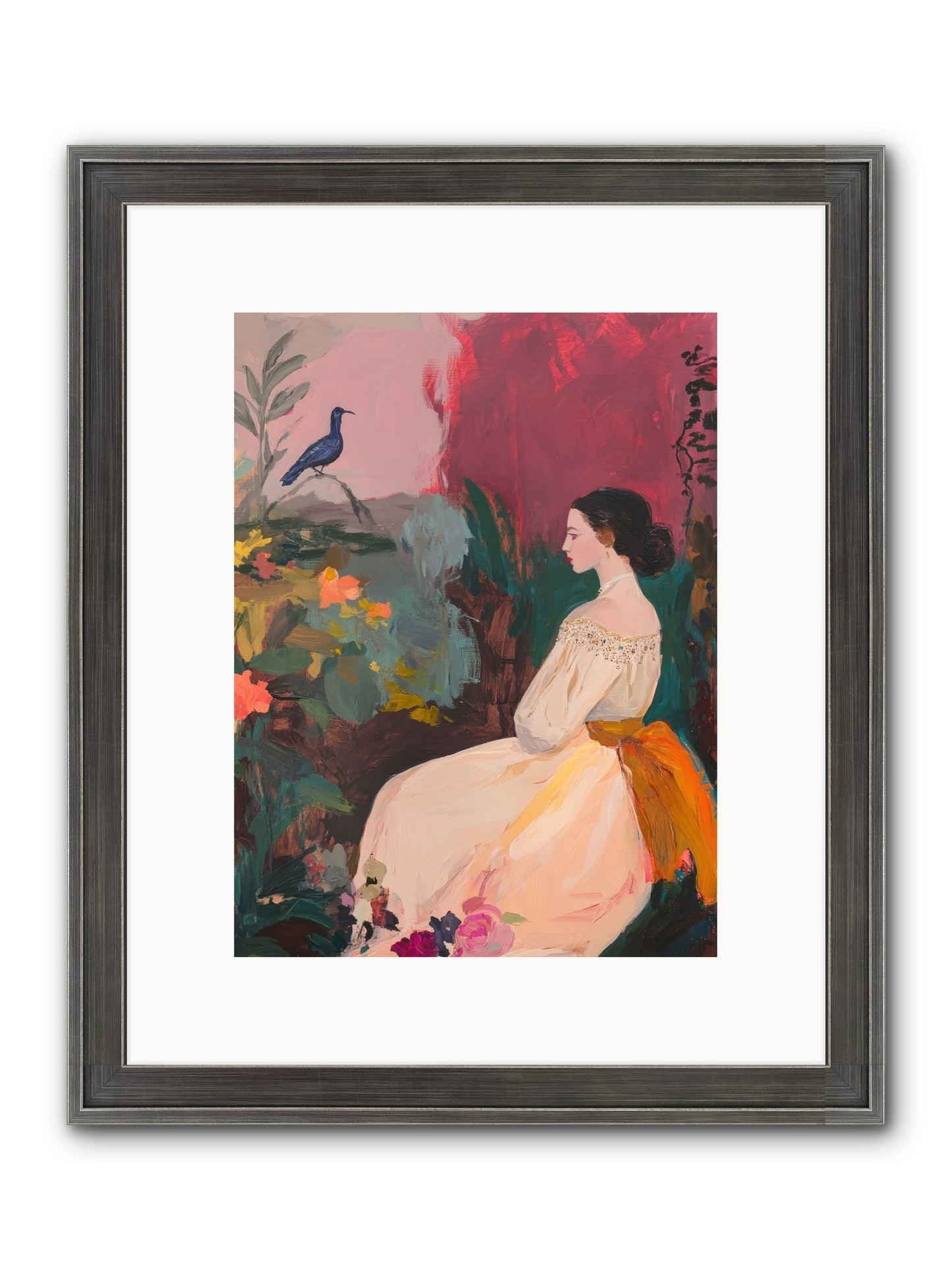 Iris Blackbird Framed Print - Slimwoods Black/Silver 9x12