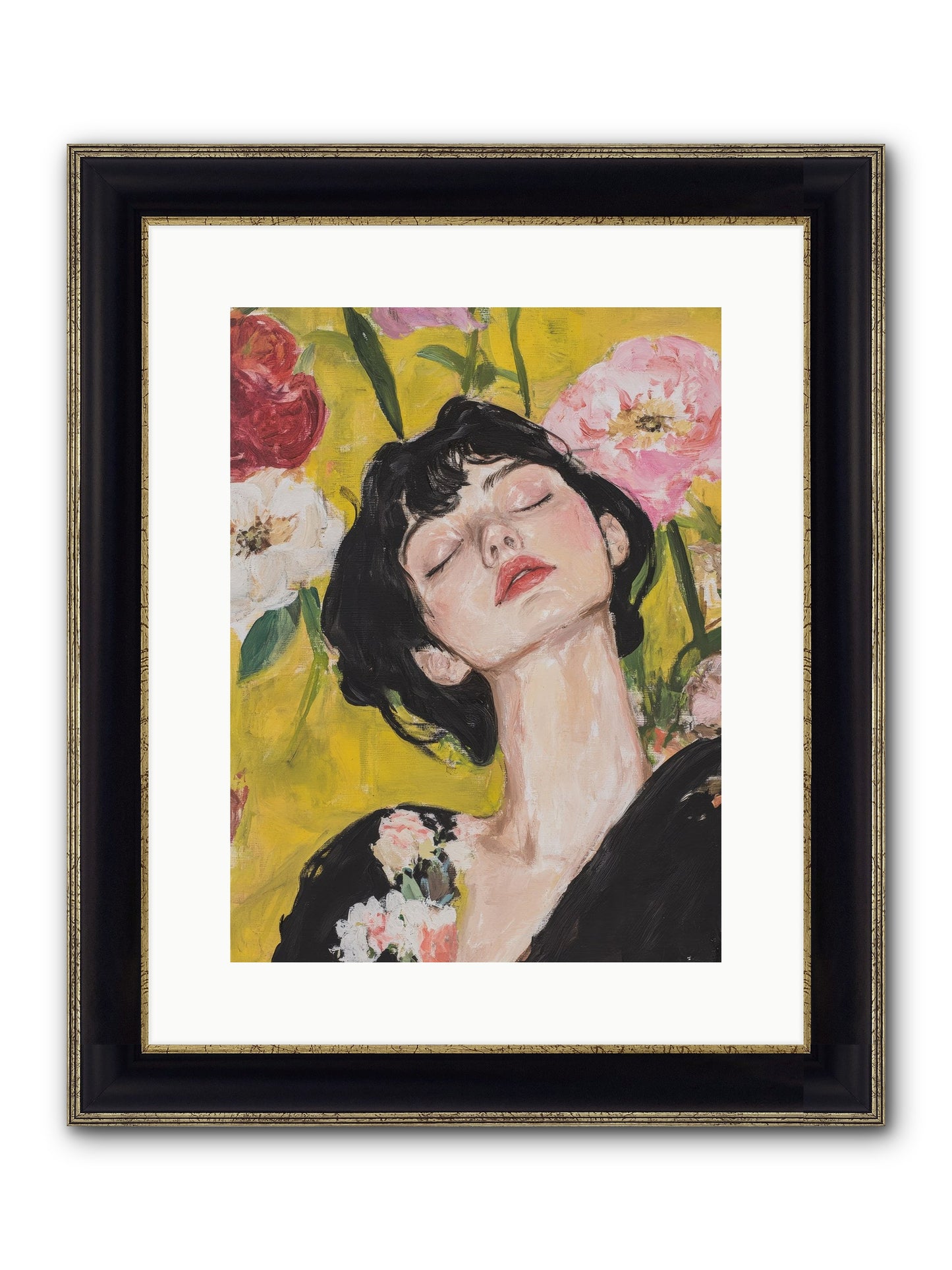 Ivy Wren Framed Print - Black & Gold 12x16