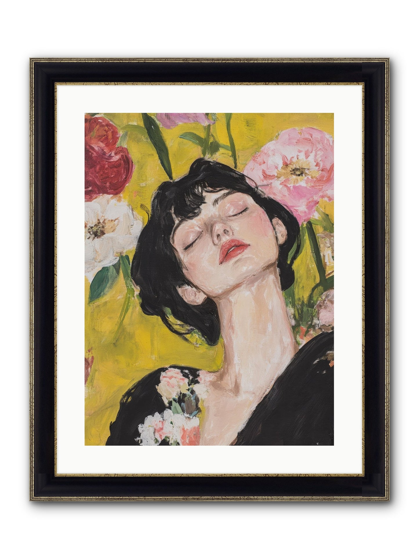 Ivy Wren Framed Print - Black & Gold 18x24