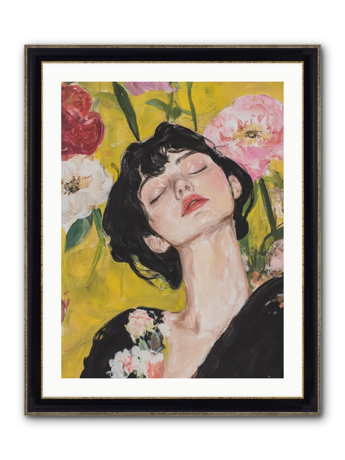 Ivy Wren Framed Print - Black & Gold 24x32