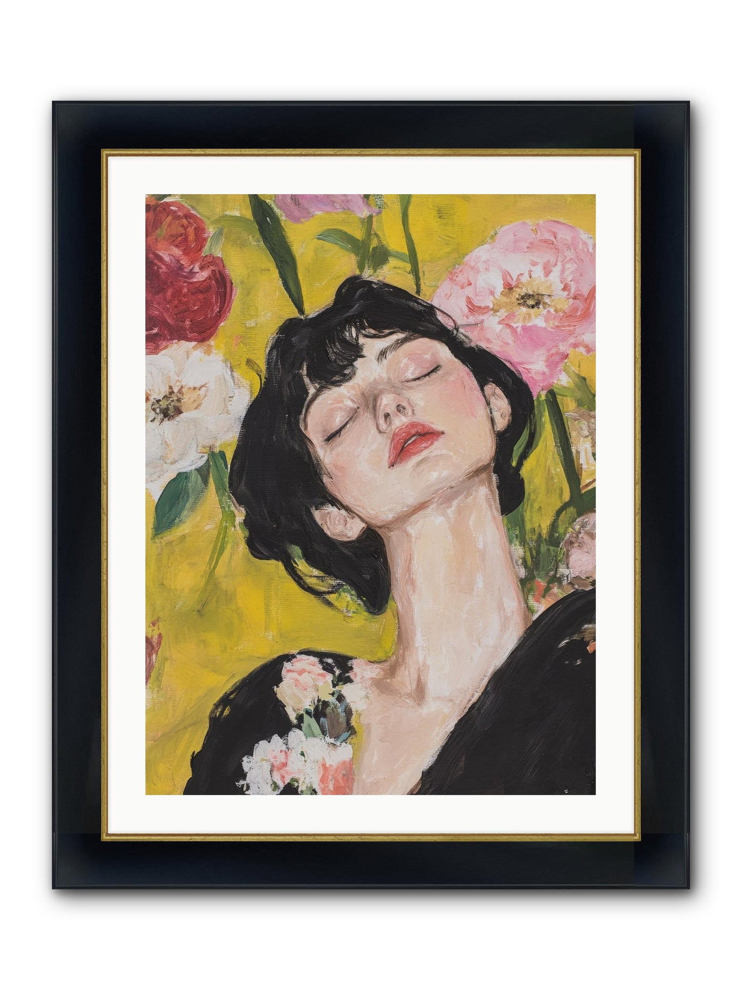 Ivy Wren Framed Print - Wide Black w/Gold 24x32