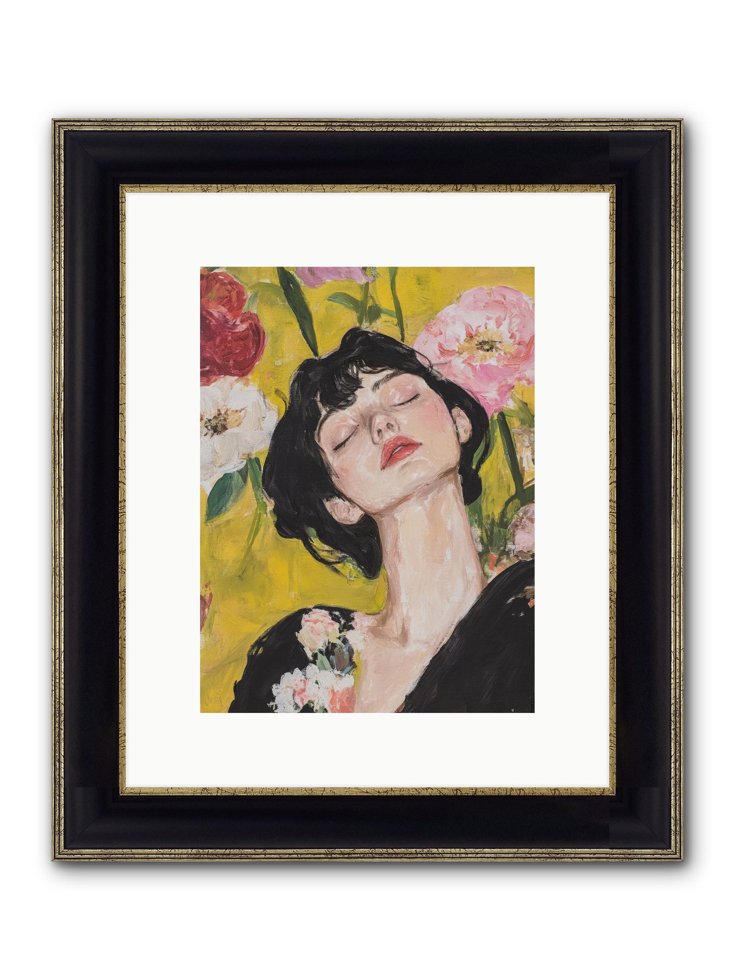 Ivy Wren Framed Print - Black & Gold 9x12