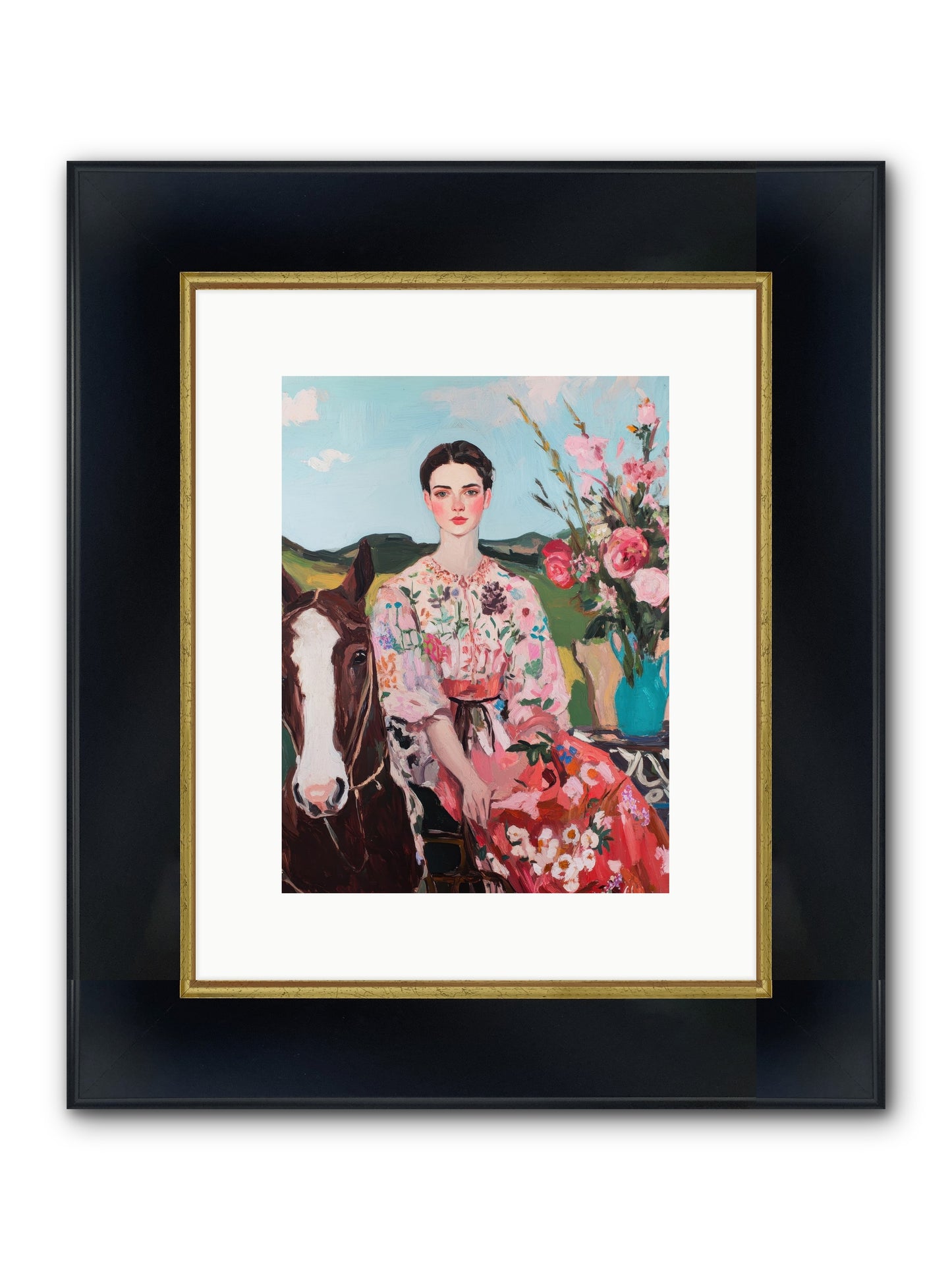 Jackrabbit Run Framed Print - Wide Black w/Gold 9x12