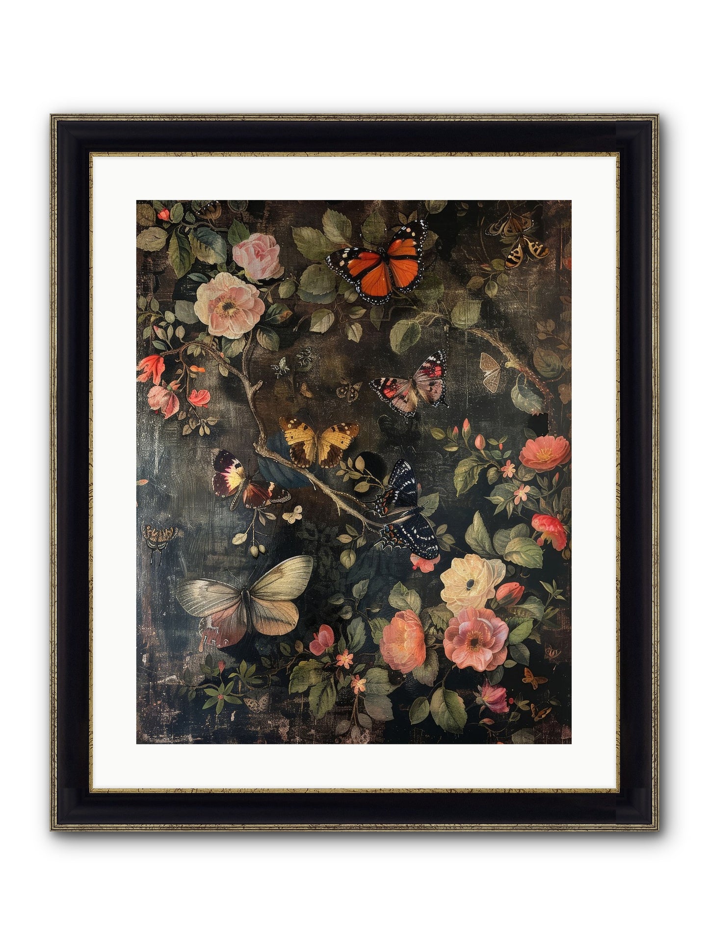 Jardin D'Automne Framed Print - Black & Gold 20x25
