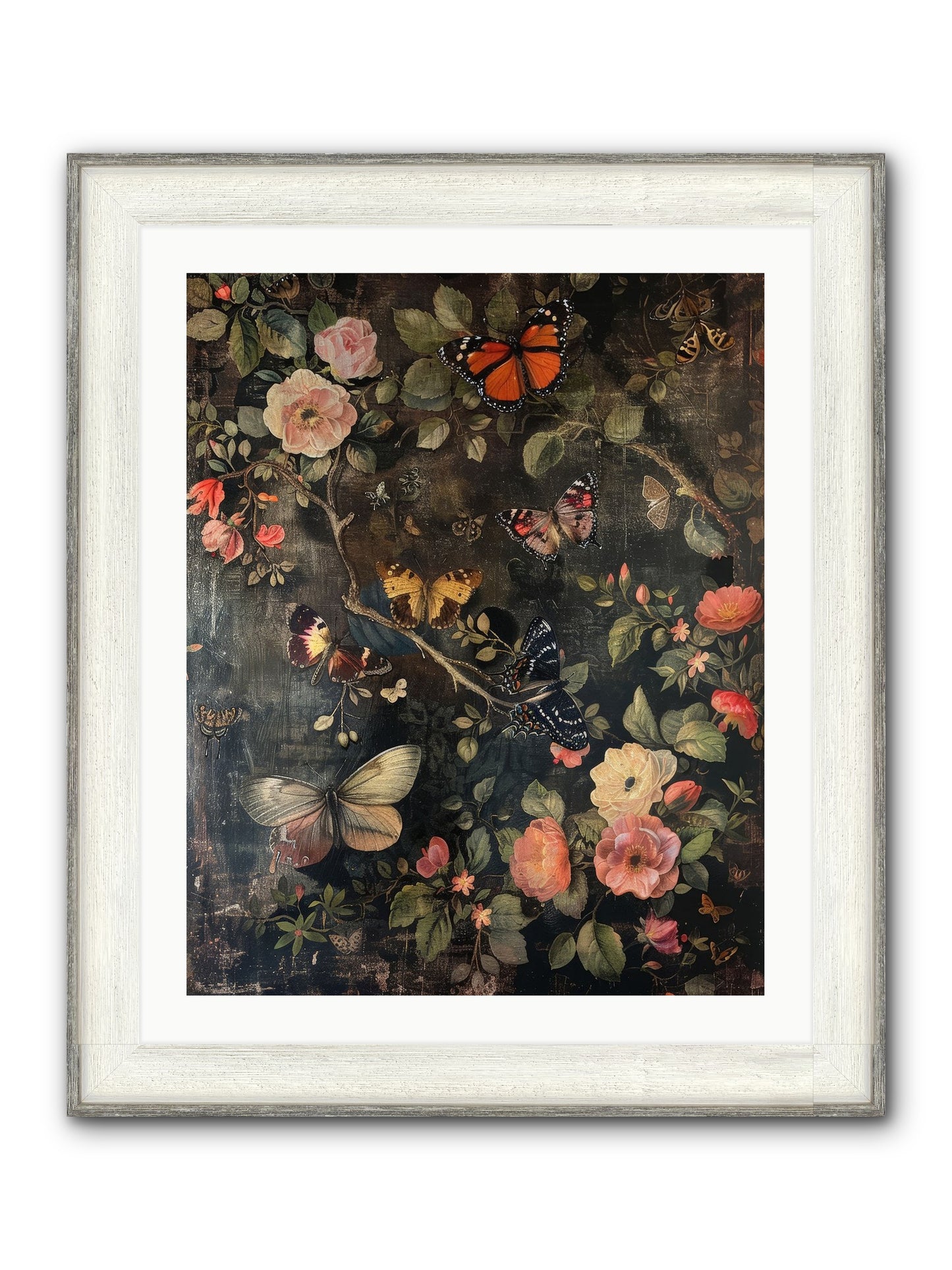 Jardin D'Automne Framed Print - Driftwood White 24x30