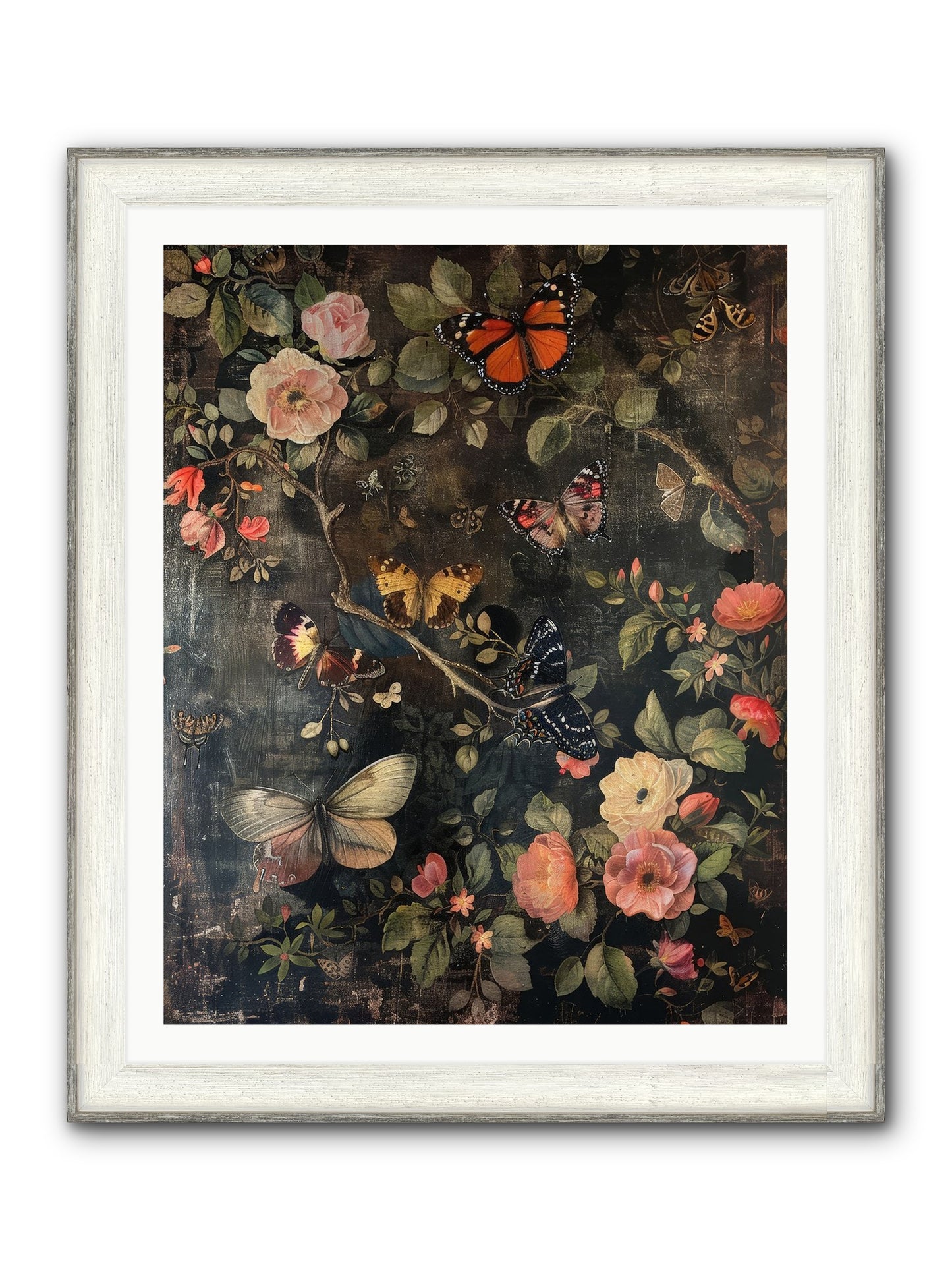 Jardin D'Automne Framed Print - Driftwood White 32x40