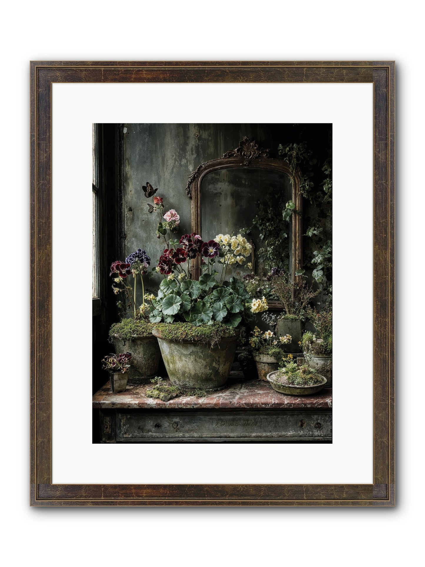 Jardinscript Framed Print - Slimwoods Black/Gold 12x16