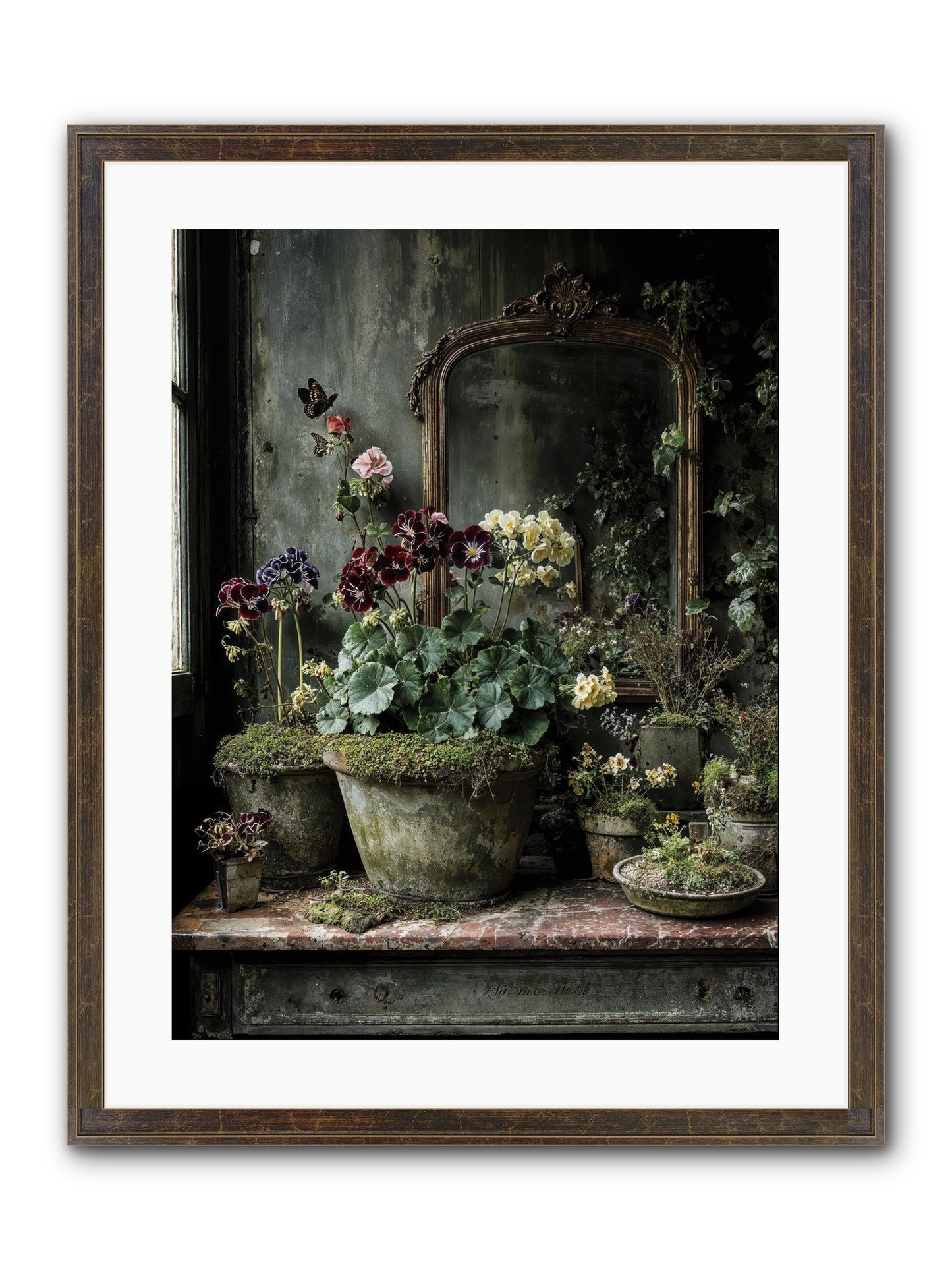 Jardinscript Framed Print - Slimwoods Black/Gold 18x24