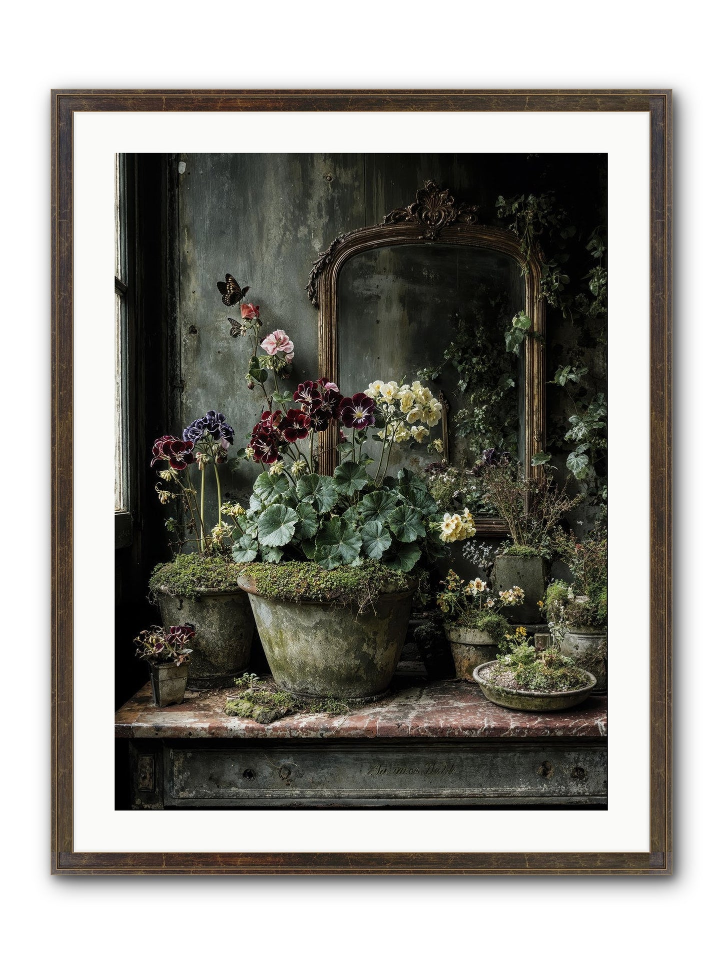 Jardinscript Framed Print - Slimwoods Black/Gold 24x32