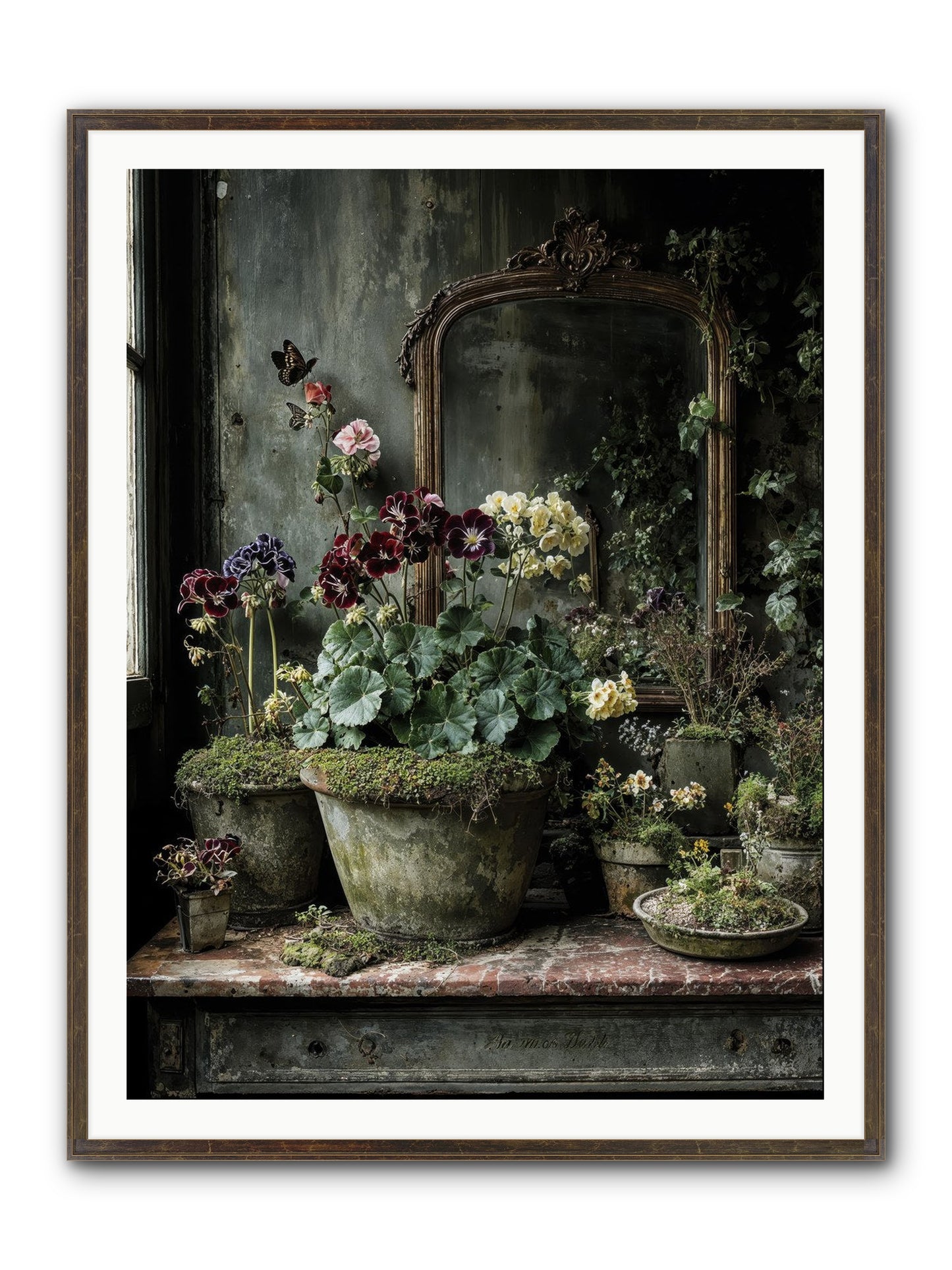 Jardinscript Framed Print - Slimwoods Black/Gold 36x48