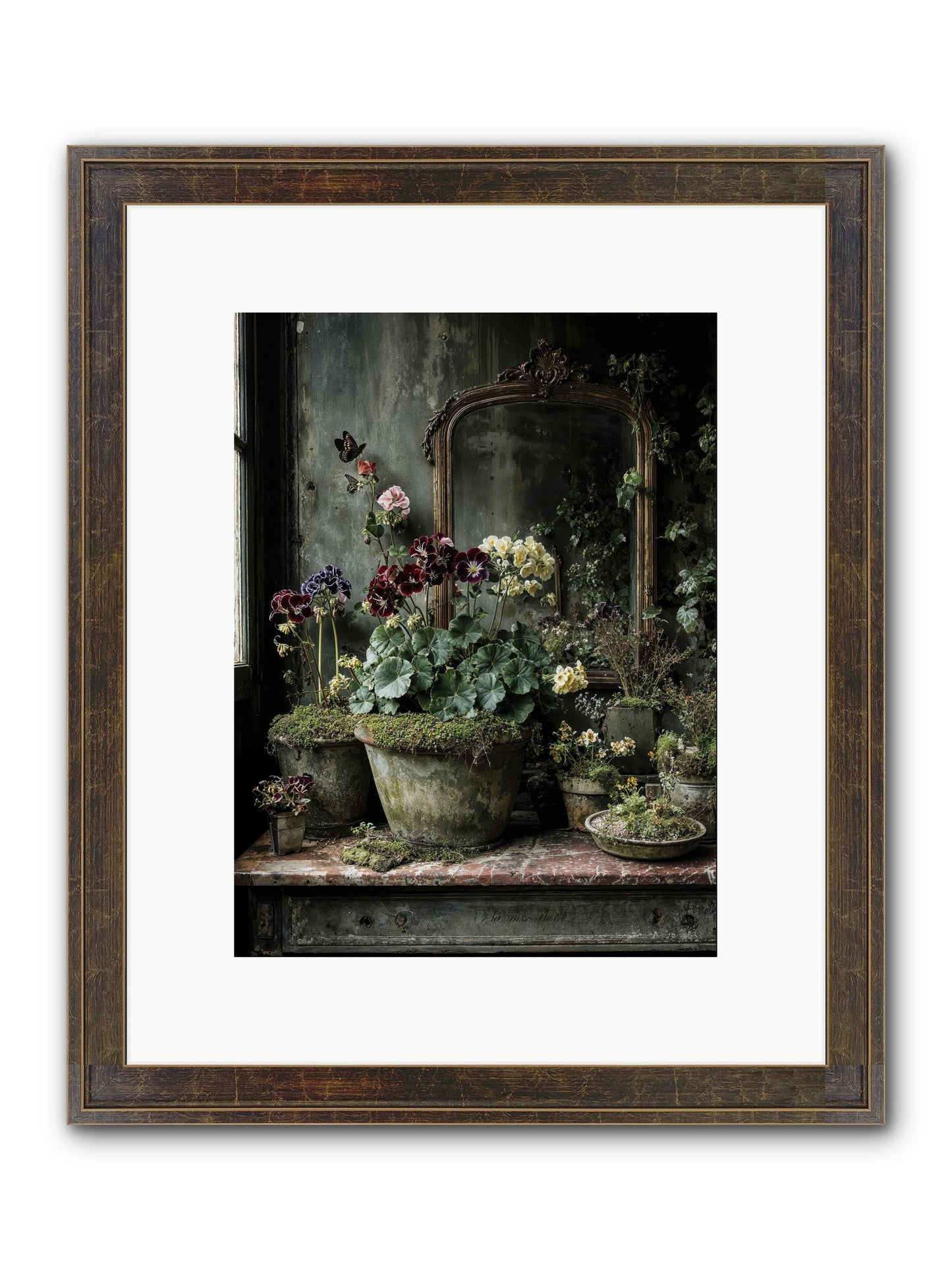 Jardinscript Framed Print - Slimwoods Black/Gold 9x12