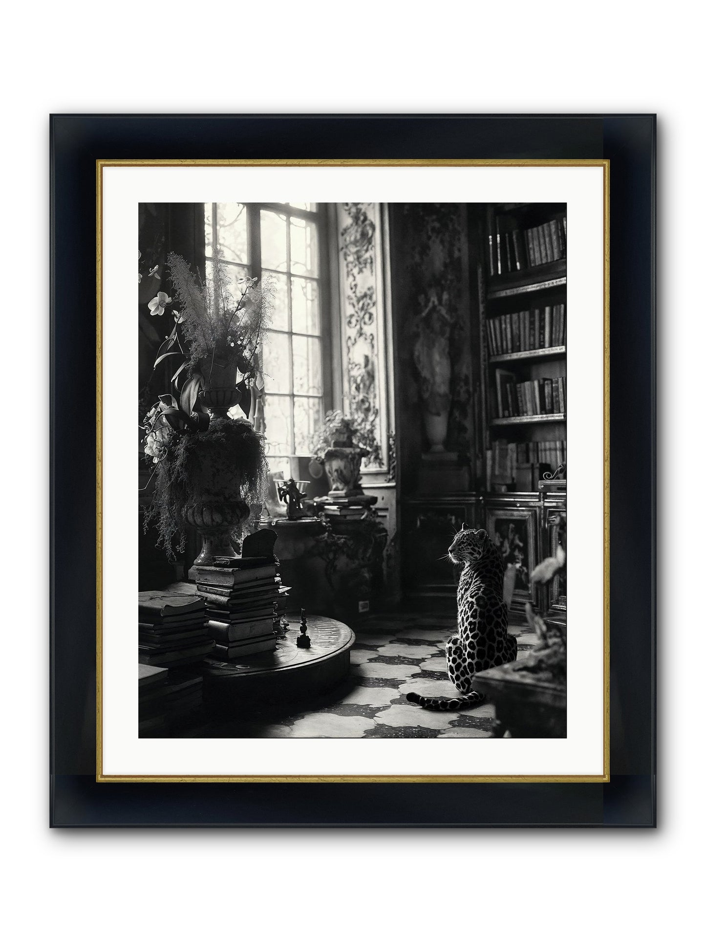 Jasper Framed Print - Wide Black w/Gold 24x30