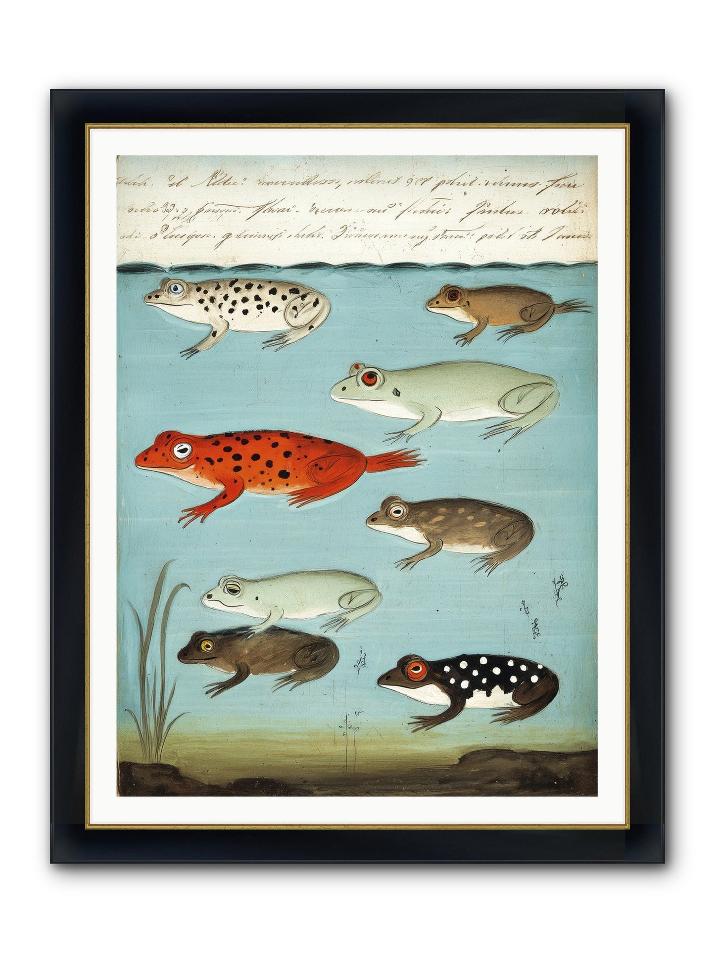 Jeweled Gathering Framed Print - Wide Black w/Gold 36x48