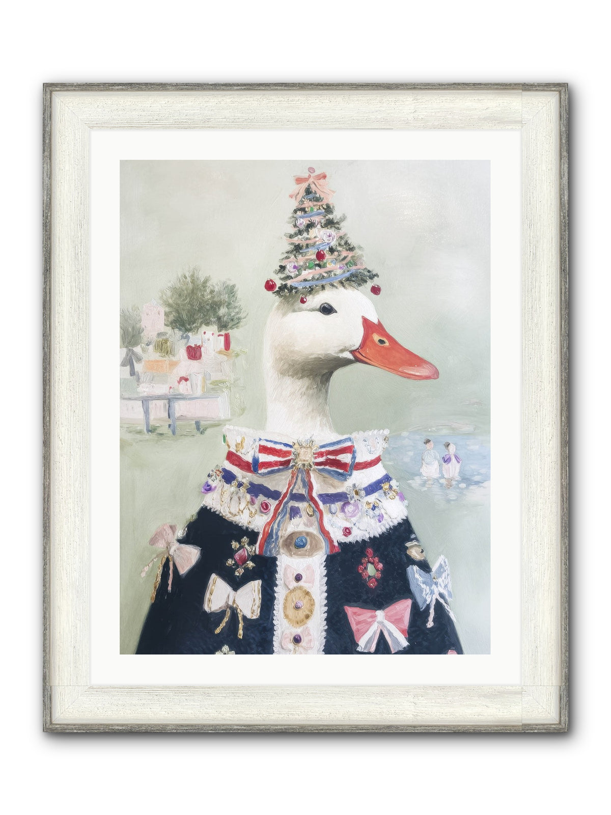 Jeweled Whispers Framed Print - Driftwood White 24x32