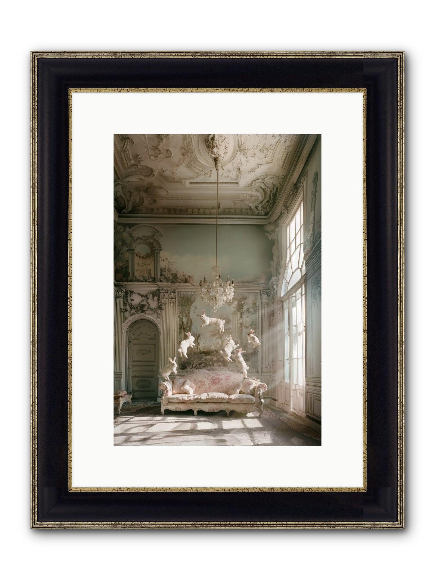 Joie De Vivre Grande Framed Print - Black & Gold 10x15