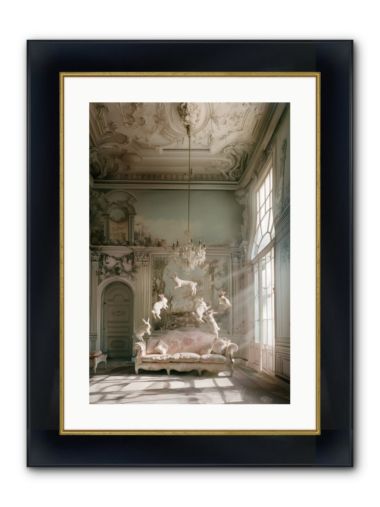 Joie De Vivre Grande Framed Print - Wide Black w/Gold 16x24