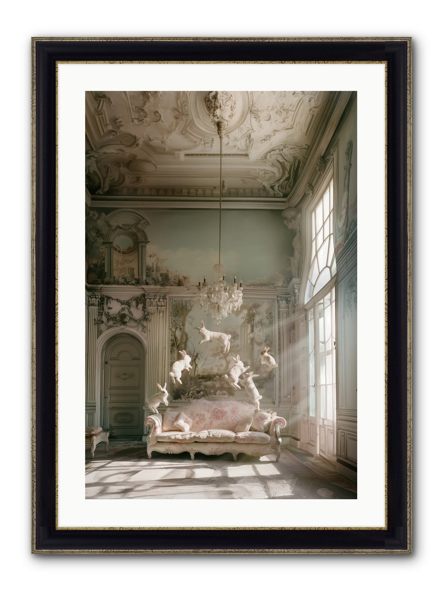 Joie De Vivre Grande Framed Print - Black & Gold 20x30