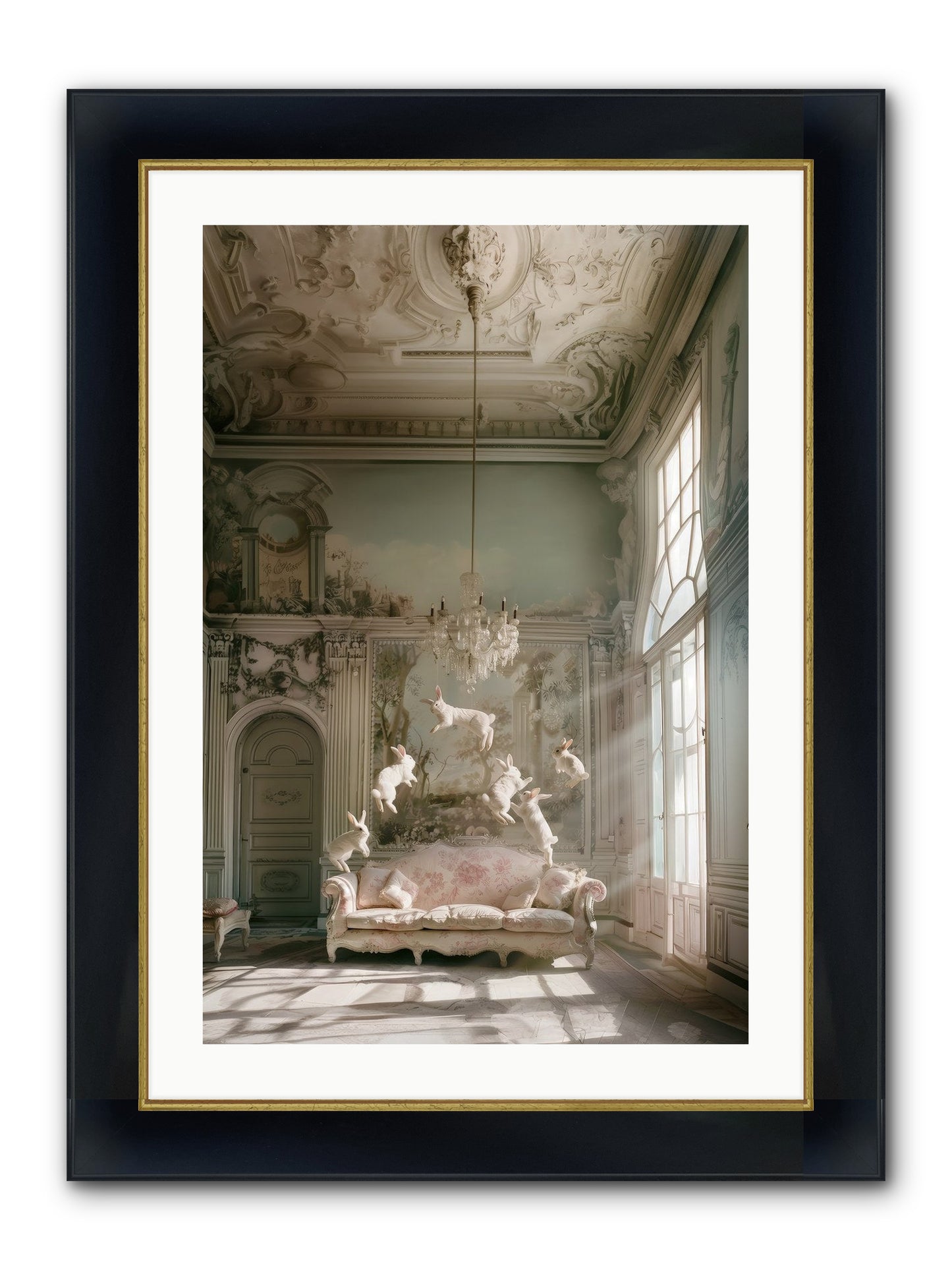 Joie De Vivre Grande Framed Print - Wide Black w/Gold 20x30