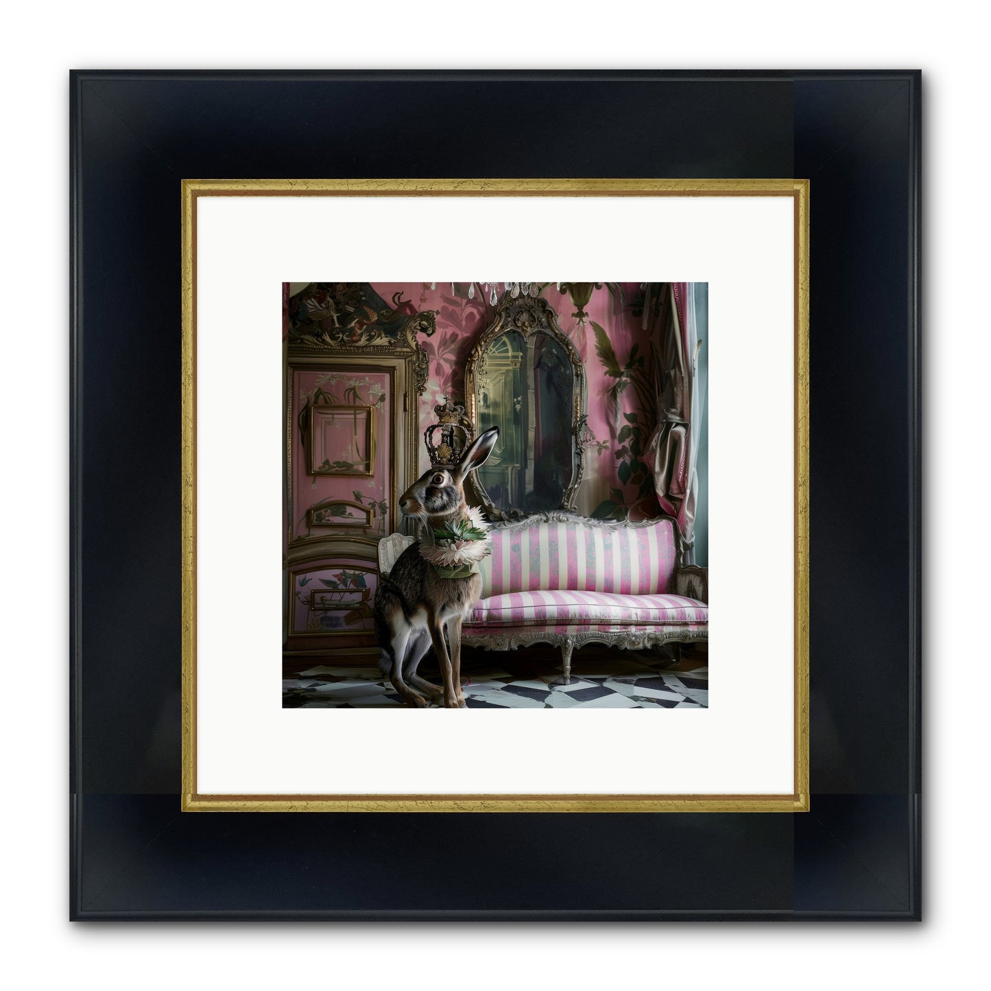 Jonquille Framed Print - Wide Black w/Gold 10x10
