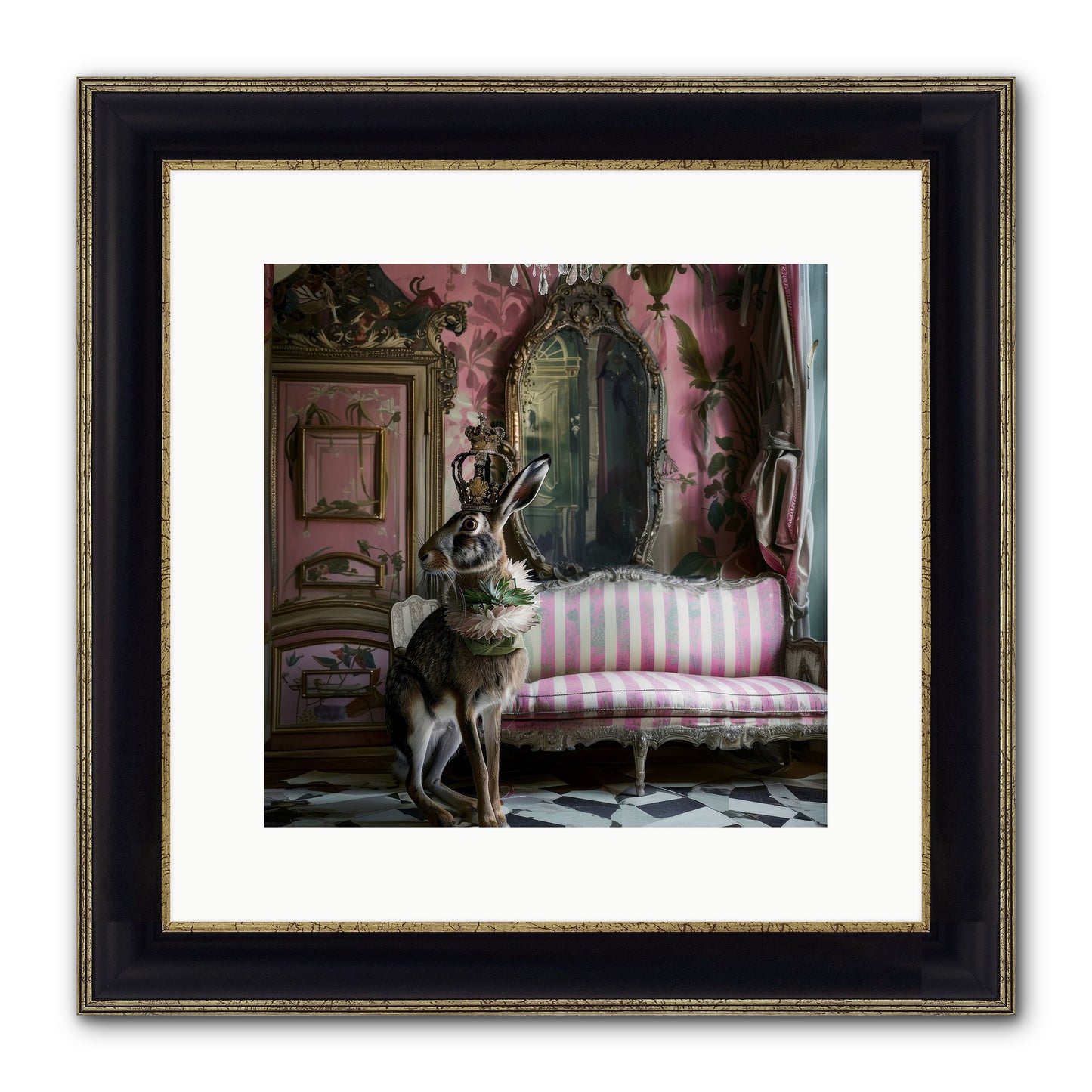 Jonquille Framed Print - Black & Gold 12x12