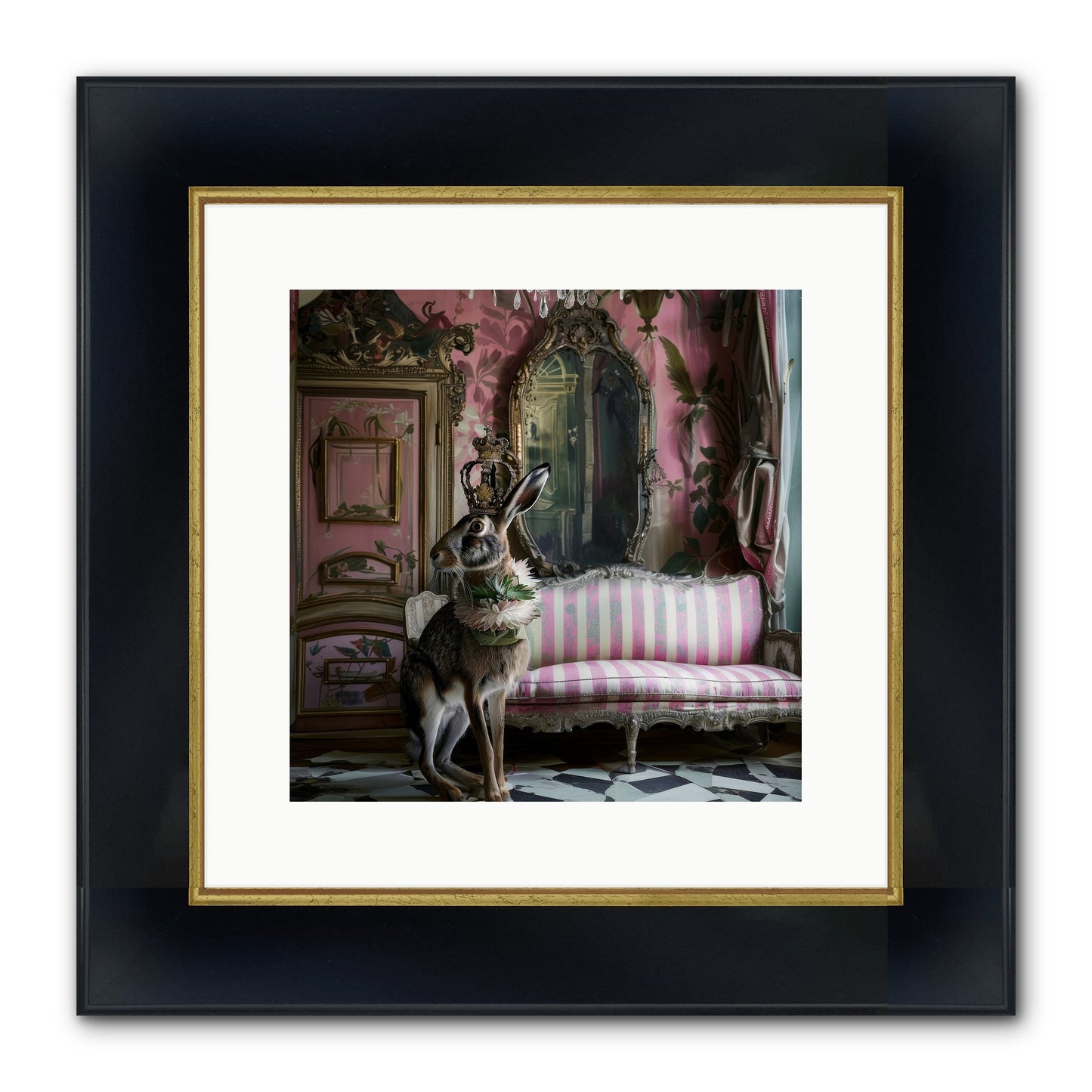 Jonquille Framed Print - Wide Black w/Gold 12x12