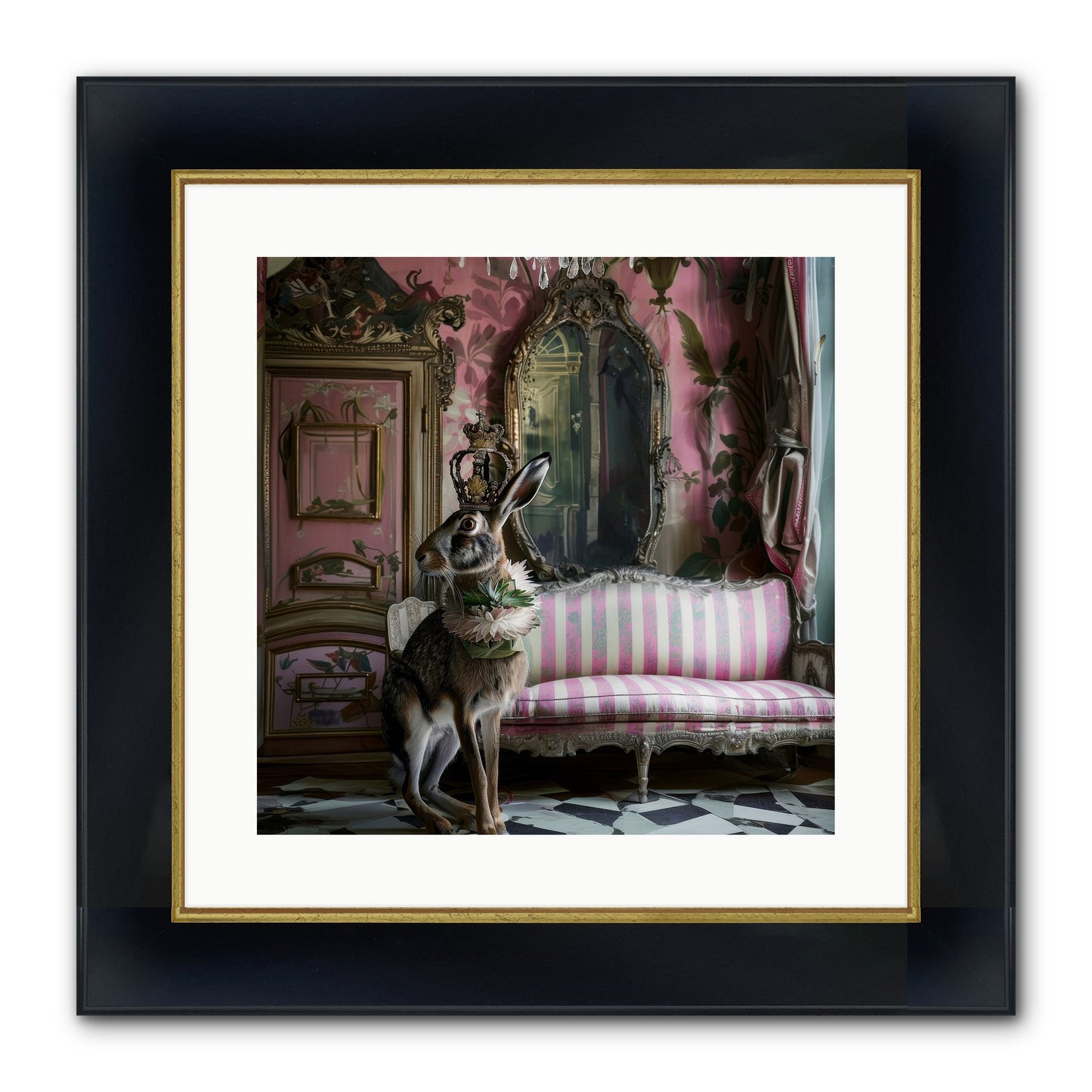 Jonquille Framed Print - Wide Black w/Gold 16x16