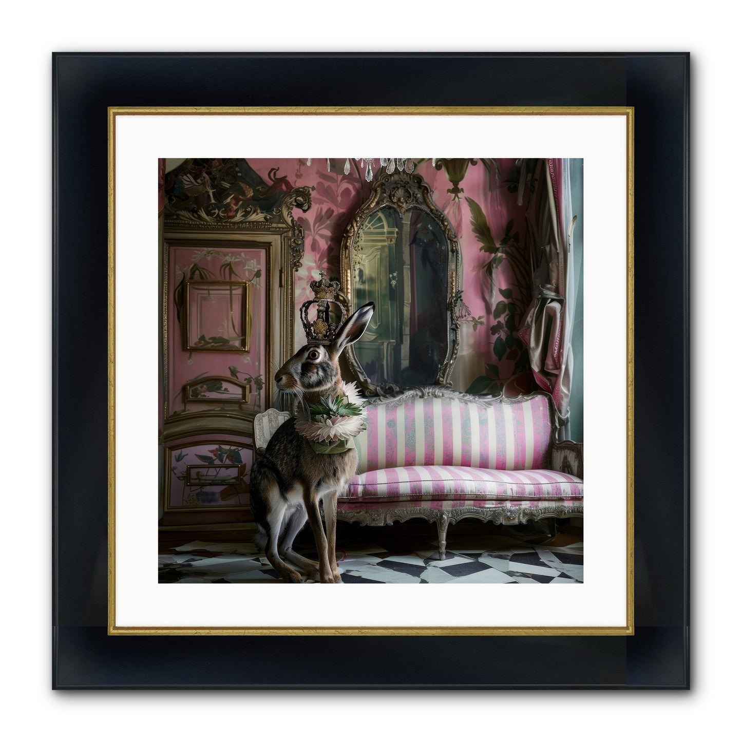 Jonquille Framed Print - Wide Black w/Gold 20x20
