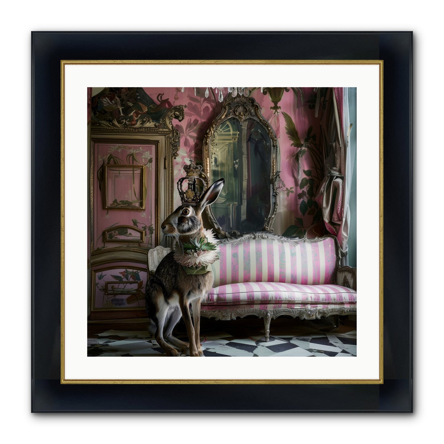 Jonquille Framed Print - Wide Black w/Gold 24x24