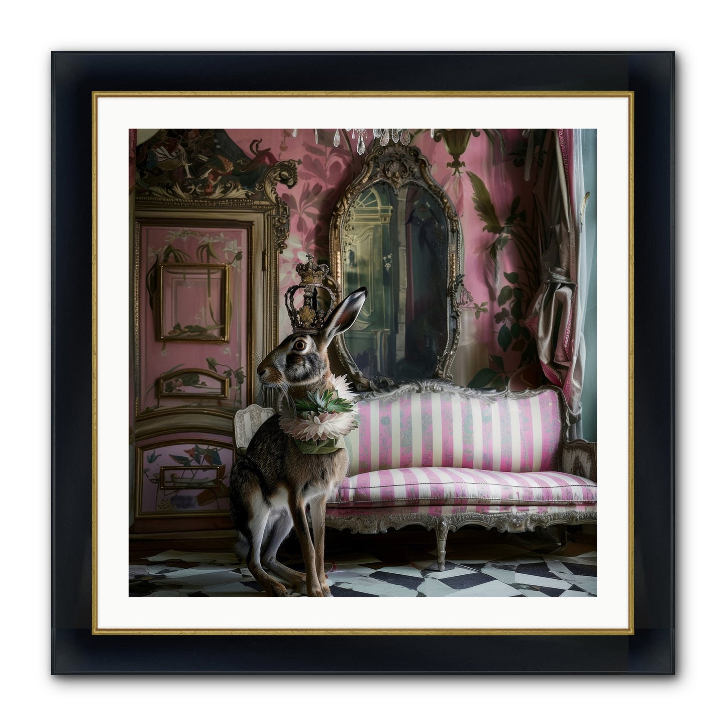 Jonquille Framed Print - Wide Black w/Gold 30x30