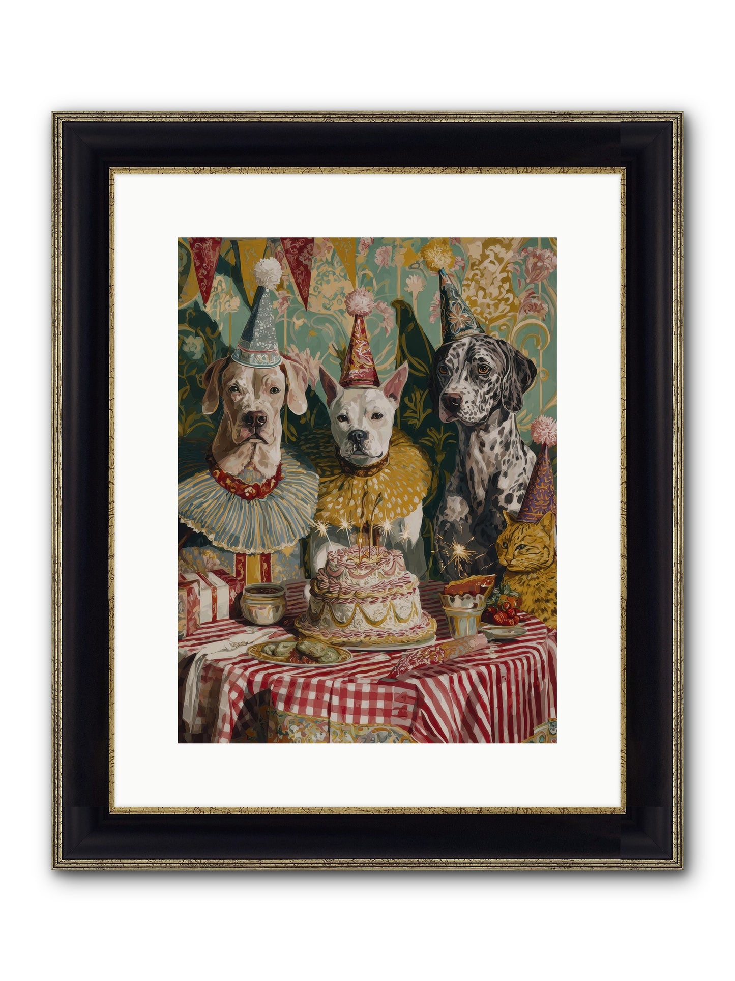 Jubilant Gathering At Teatime Framed Print - Black & Gold 12x16