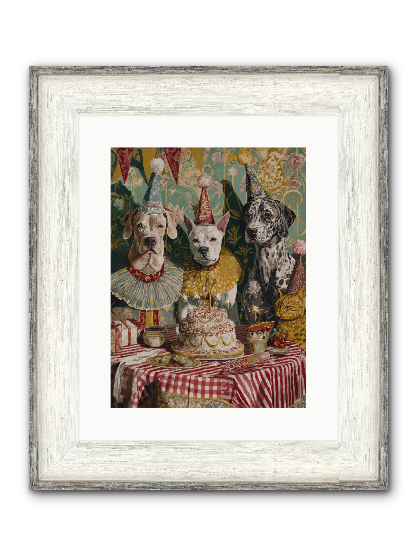 Jubilant Gathering At Teatime Framed Print - Driftwood White 12x16