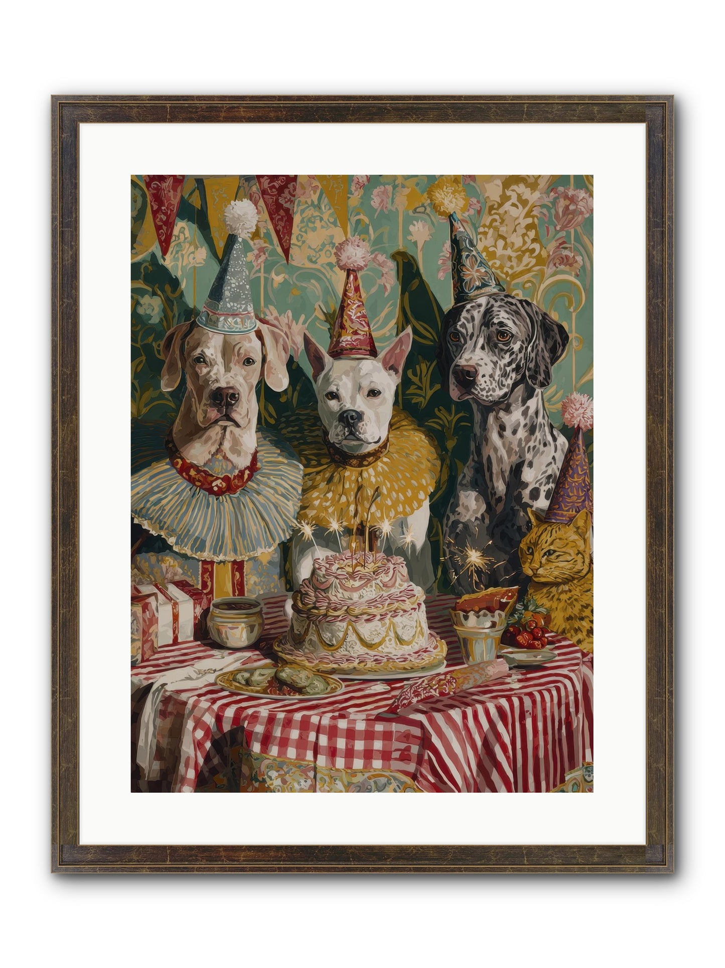 Jubilant Gathering At Teatime Framed Print - Slimwoods Black/Gold 18x24