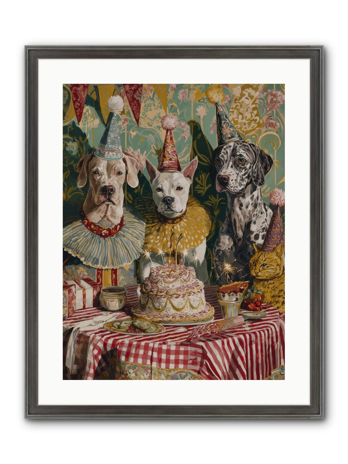 Jubilant Gathering At Teatime Framed Print - Slimwoods Black/Silver 18x24