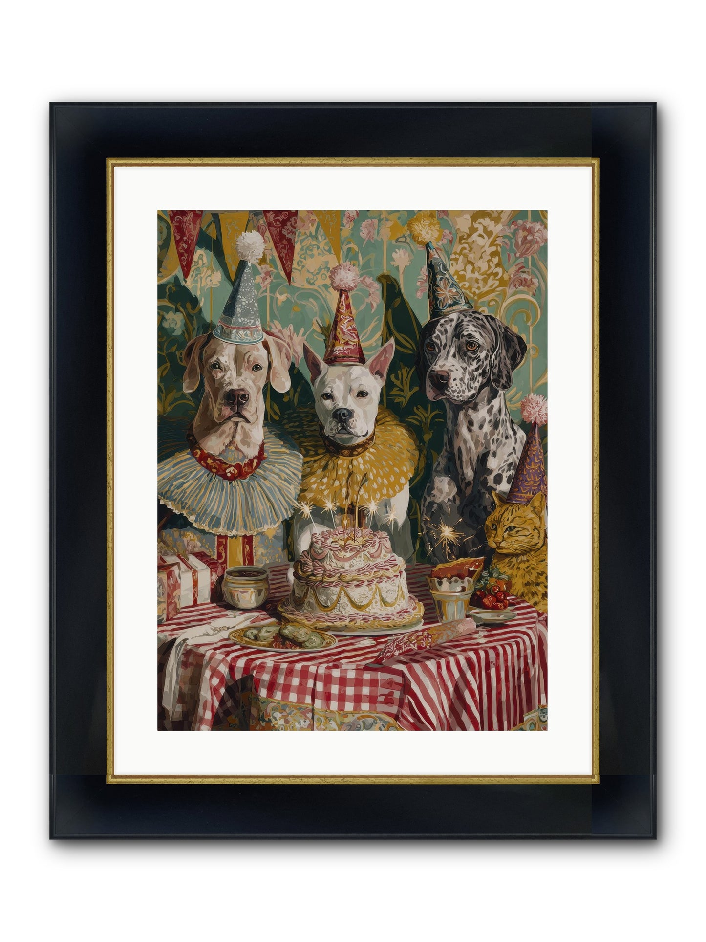 Jubilant Gathering At Teatime Framed Print - Wide Black w/Gold 18x24
