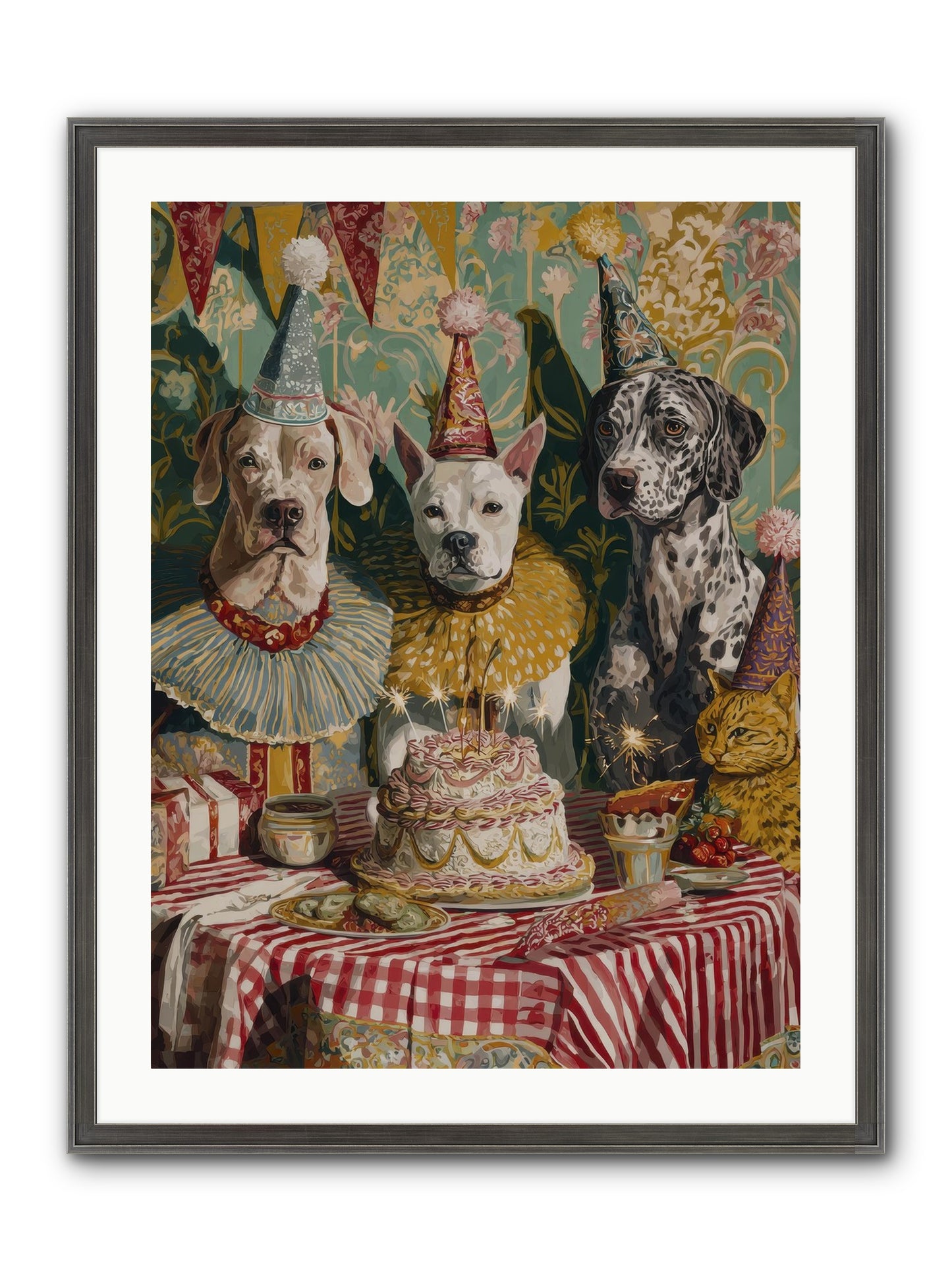 Jubilant Gathering At Teatime Framed Print - Slimwoods Black/Silver 24x32