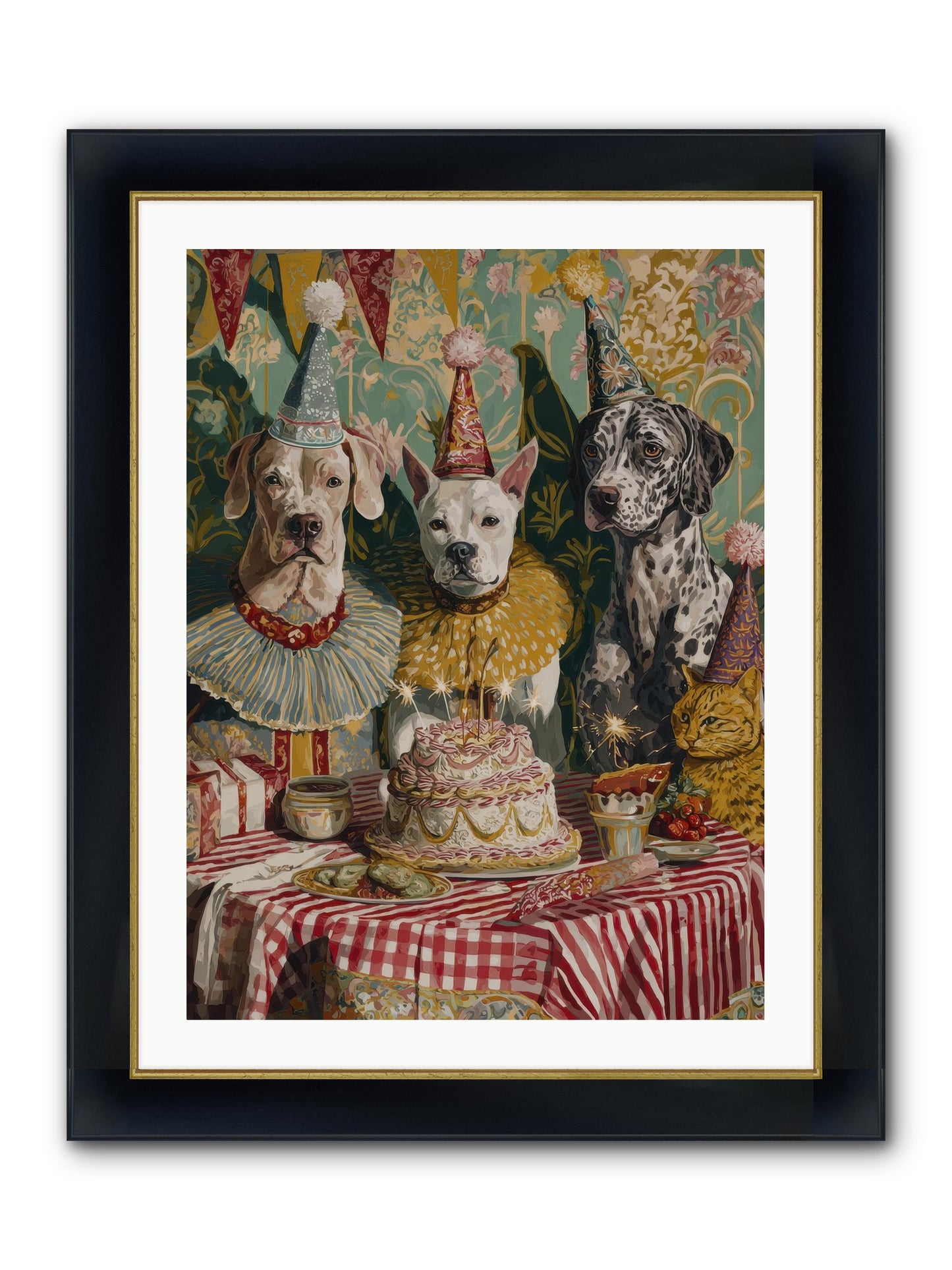 Jubilant Gathering At Teatime Framed Print - Wide Black w/Gold 24x32