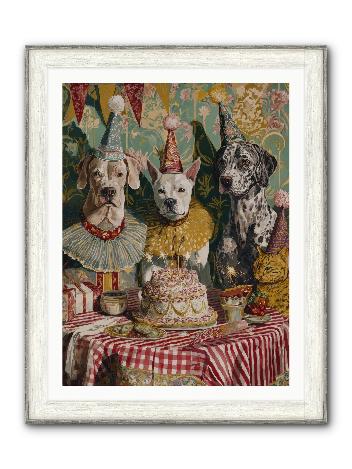 Jubilant Gathering At Teatime Framed Print - Driftwood White 30x40