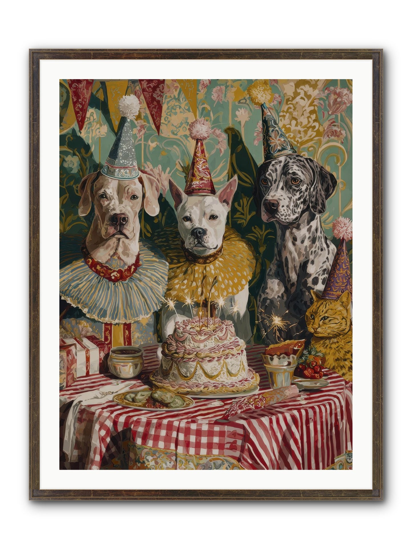 Jubilant Gathering At Teatime Framed Print - Slimwoods Black/Gold 30x40