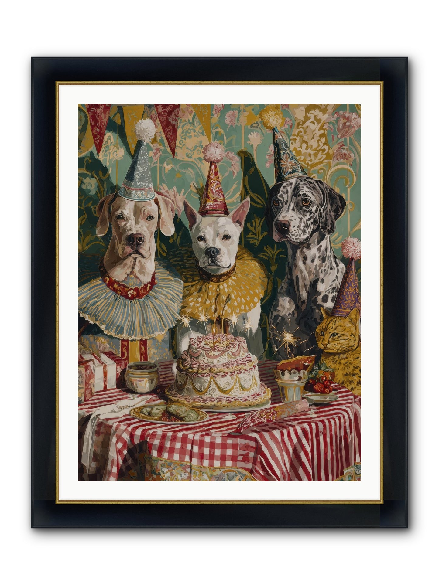 Jubilant Gathering At Teatime Framed Print - Wide Black w/Gold 30x40